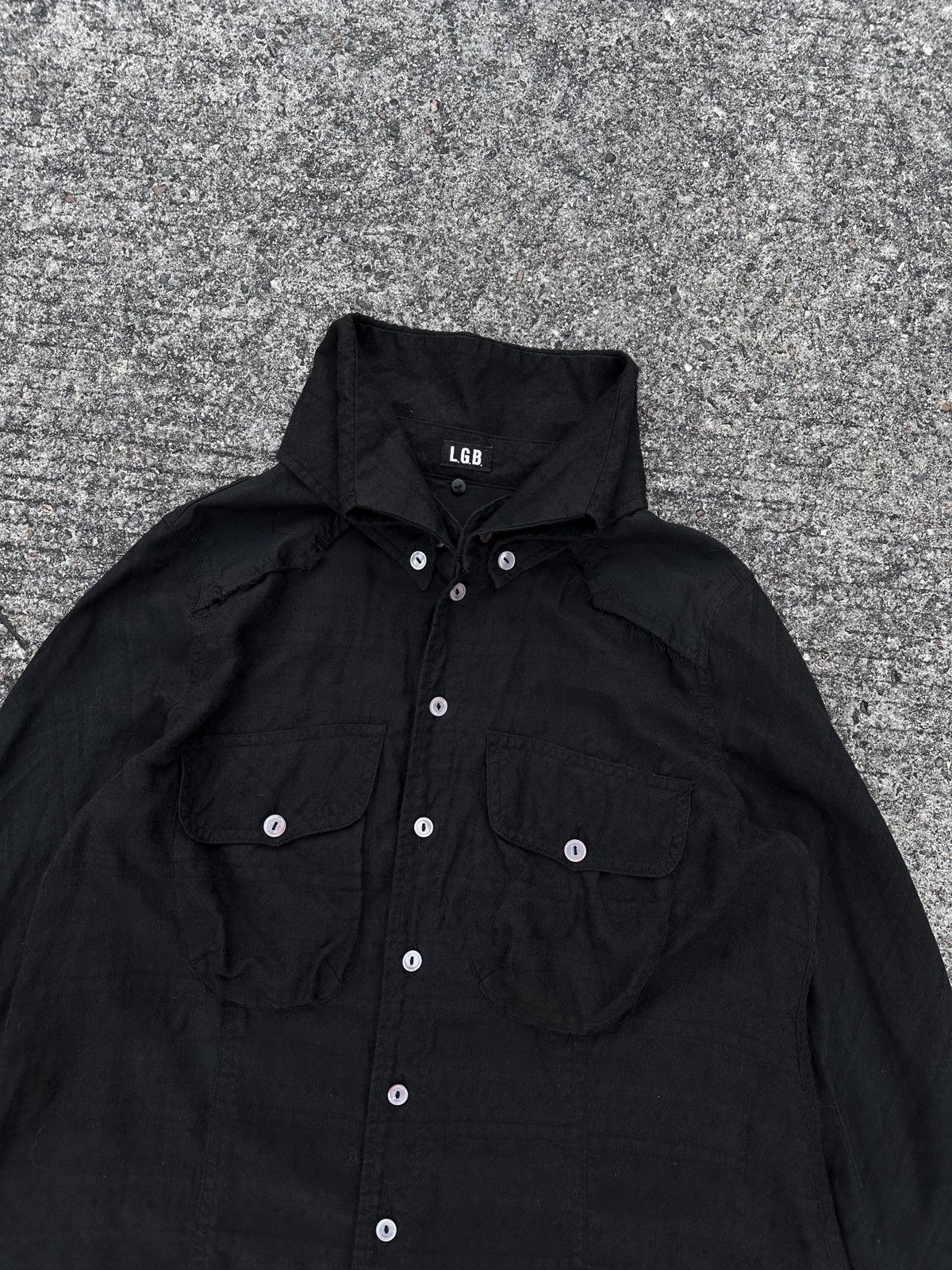 If Six Was Nine × Le Grande Bleu (L.G.B.) L.G.B. Black Distressed Long Shirt Size US S / EU 44-46 / 1 - 9 Thumbnail