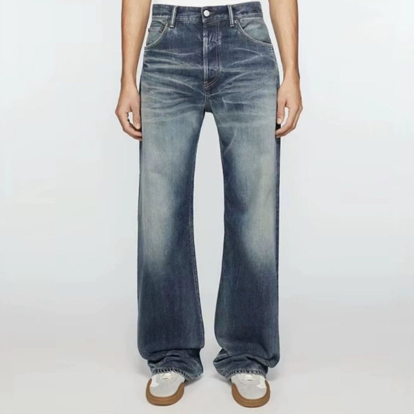 Japanese Brand Wrinkle Texture Washed Denim Jeans Size US 32 / EU 48 - 1 Thumbnail