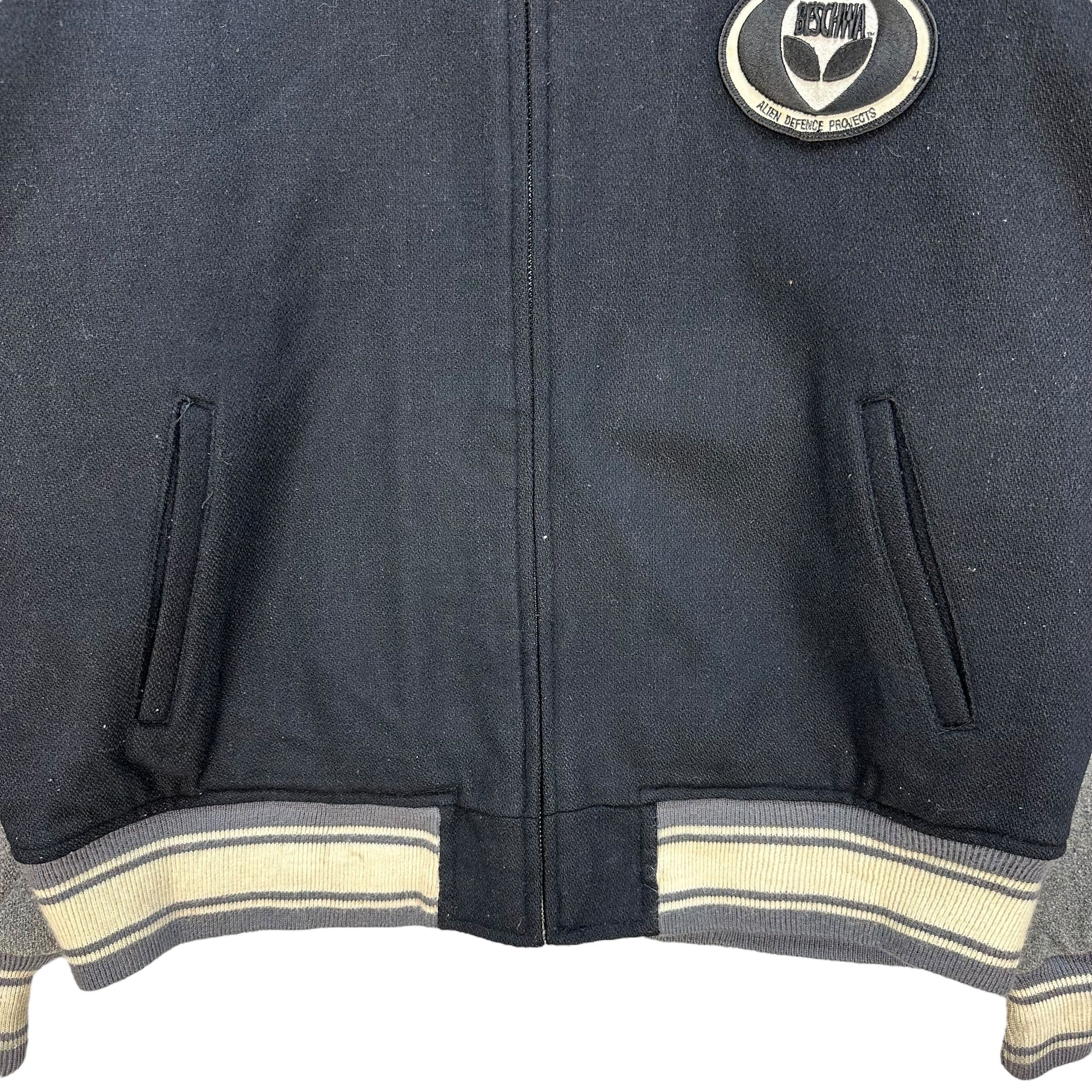 BESCHWA Embroidery Big Logo Wool Bomber Jacket #A53-1238