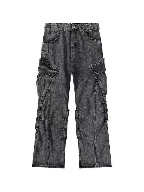 Jean Retro washed distressed stacked cargo jeans Size US 32 / EU 48 - 1 Thumbnail