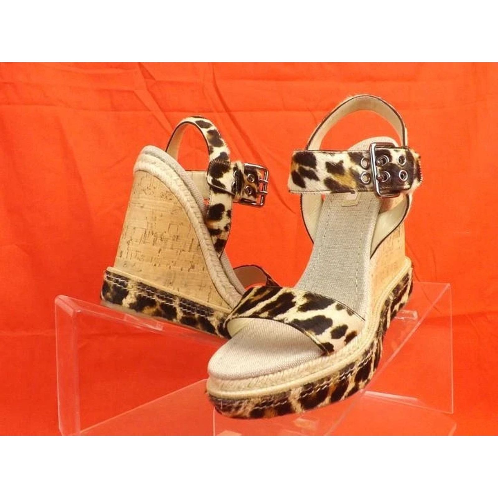 Miu Miu MIU MIU PRADA 5XZ09 LEOPARD PONY HAIR CORK SANDALS PUMPS 39 Size US 9 / IT 39 - 5 Thumbnail