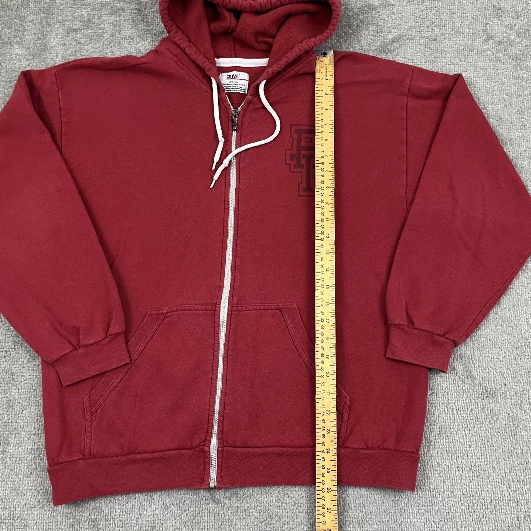 Anvil Rooster Teeth University Mens Large Red Graphic Full Zip Hooded Jacket Alumni Size US L / EU 52-54 / 3 - 6 Thumbnail