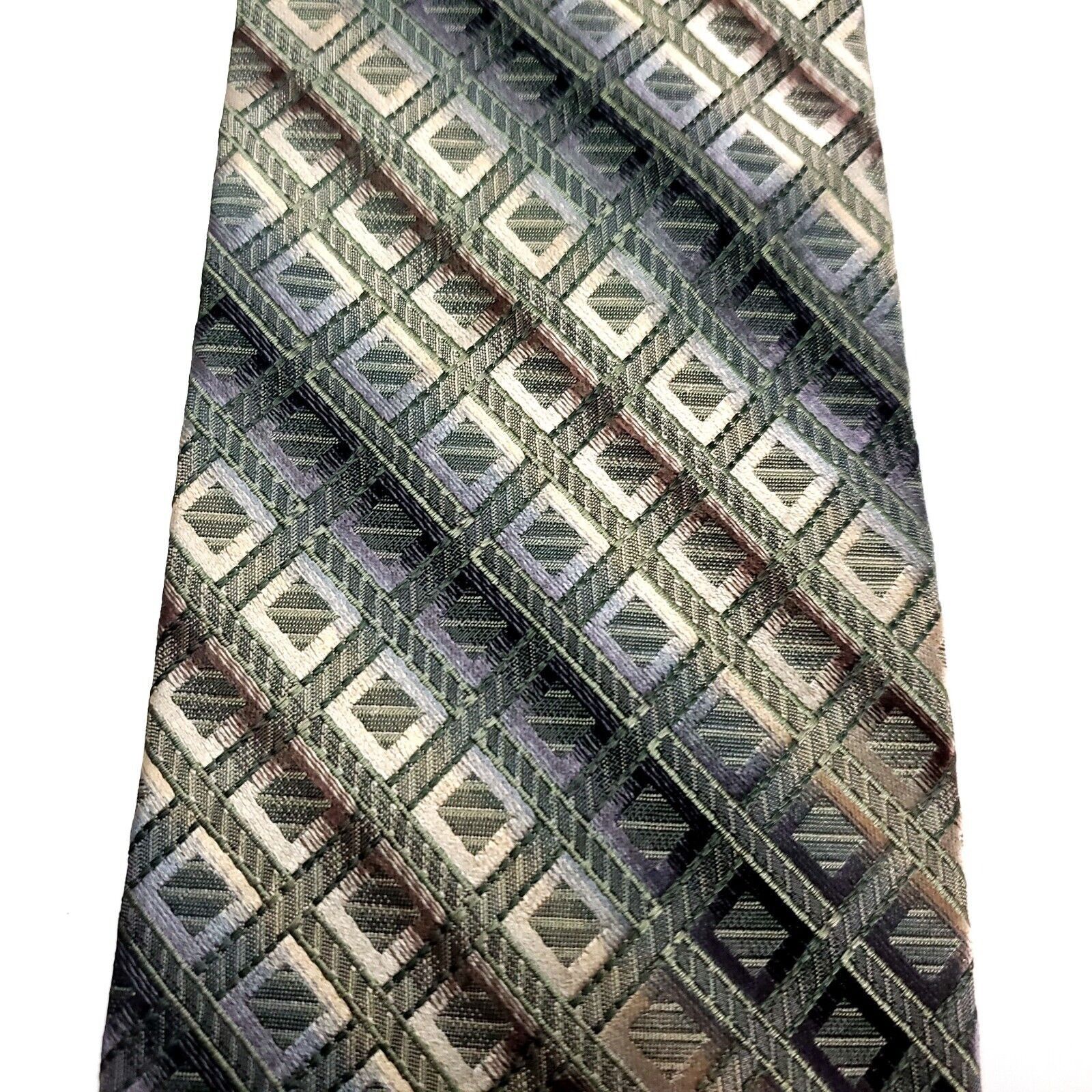 Vintage Bocara Silk Tie Woven Tan Geometric Size ONE SIZE - 2 Thumbnail