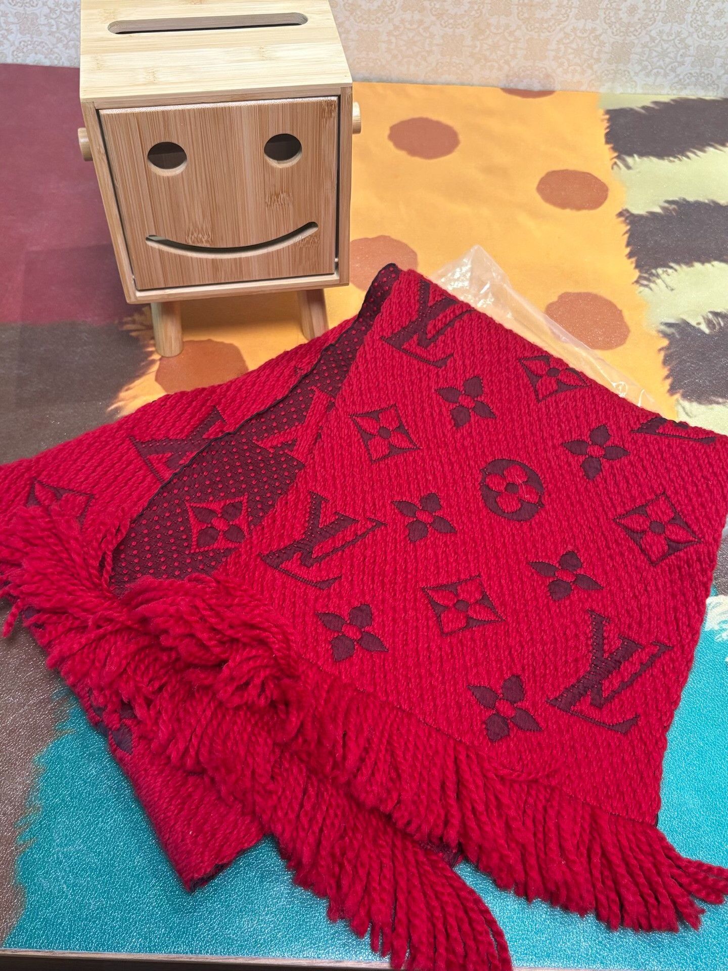 Louis Vuitton LV Logomania Red Wool Scarf Size ONE SIZE - 1 Thumbnail