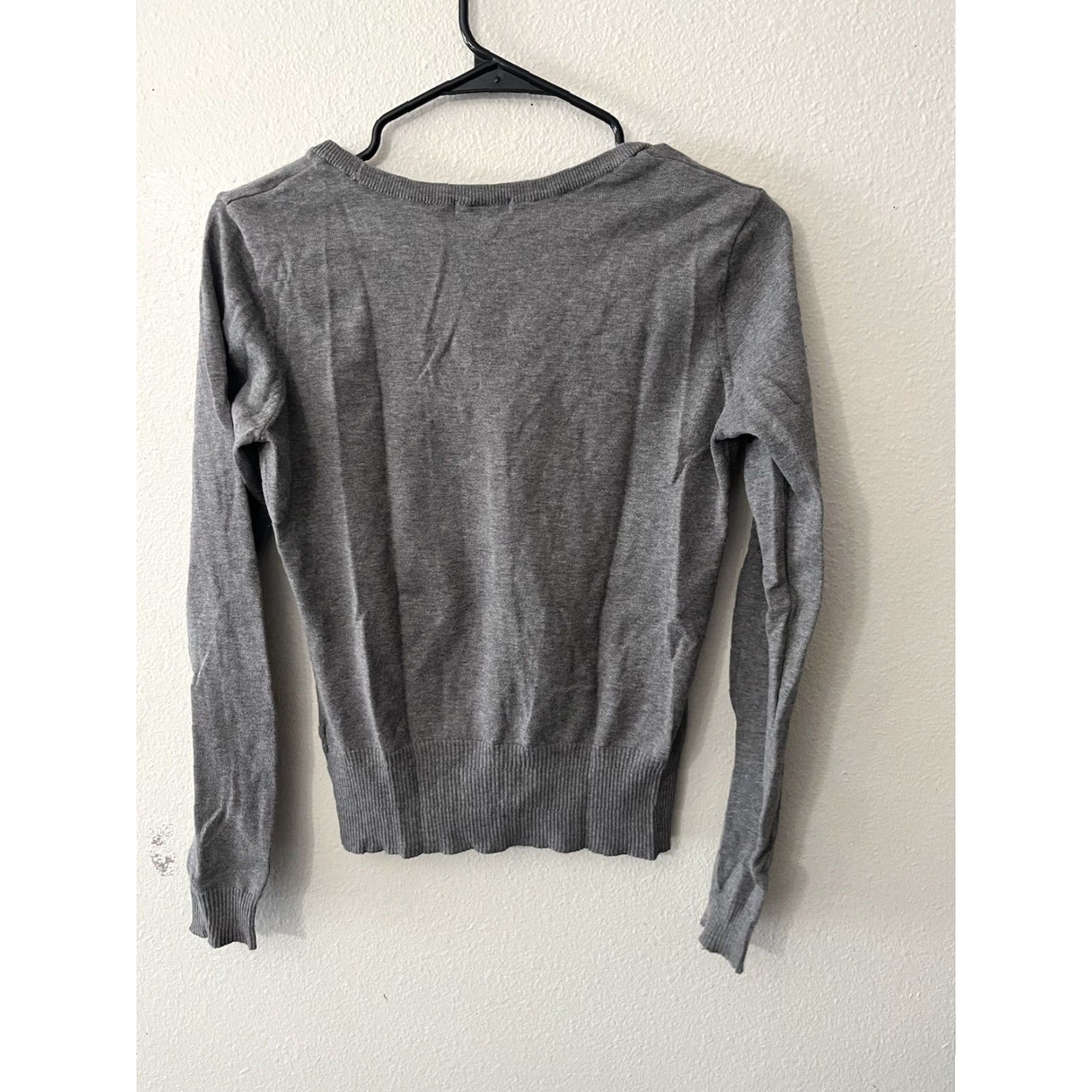 H&M VINTAGE H&M Cardigan Shirt Women S Gray Button Front Long Sleeve V-Neck Size S / US 4 / IT 40 - 3 Thumbnail