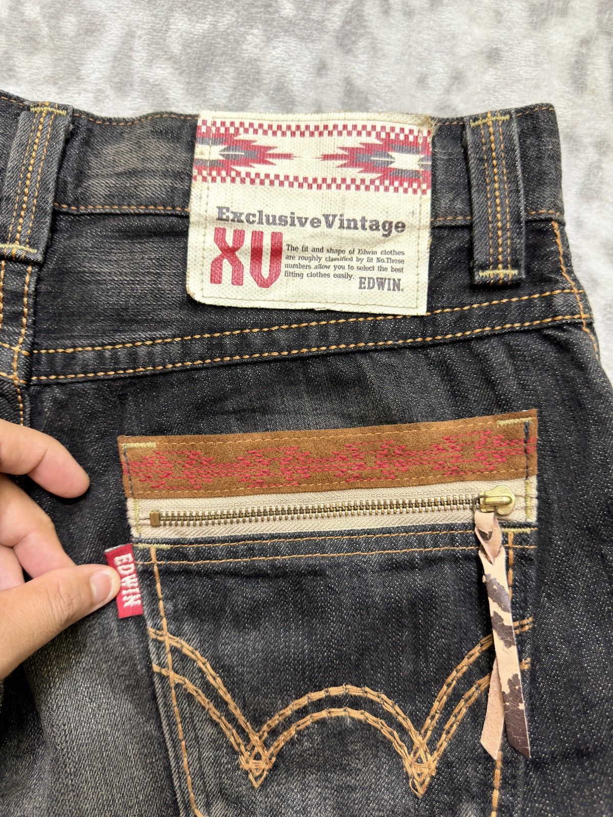 Kapital Edwin 434XVS Vintage Faded Black Denim Honeycomb Whisker Fit Size US 32 / EU 48 - 14 Thumbnail