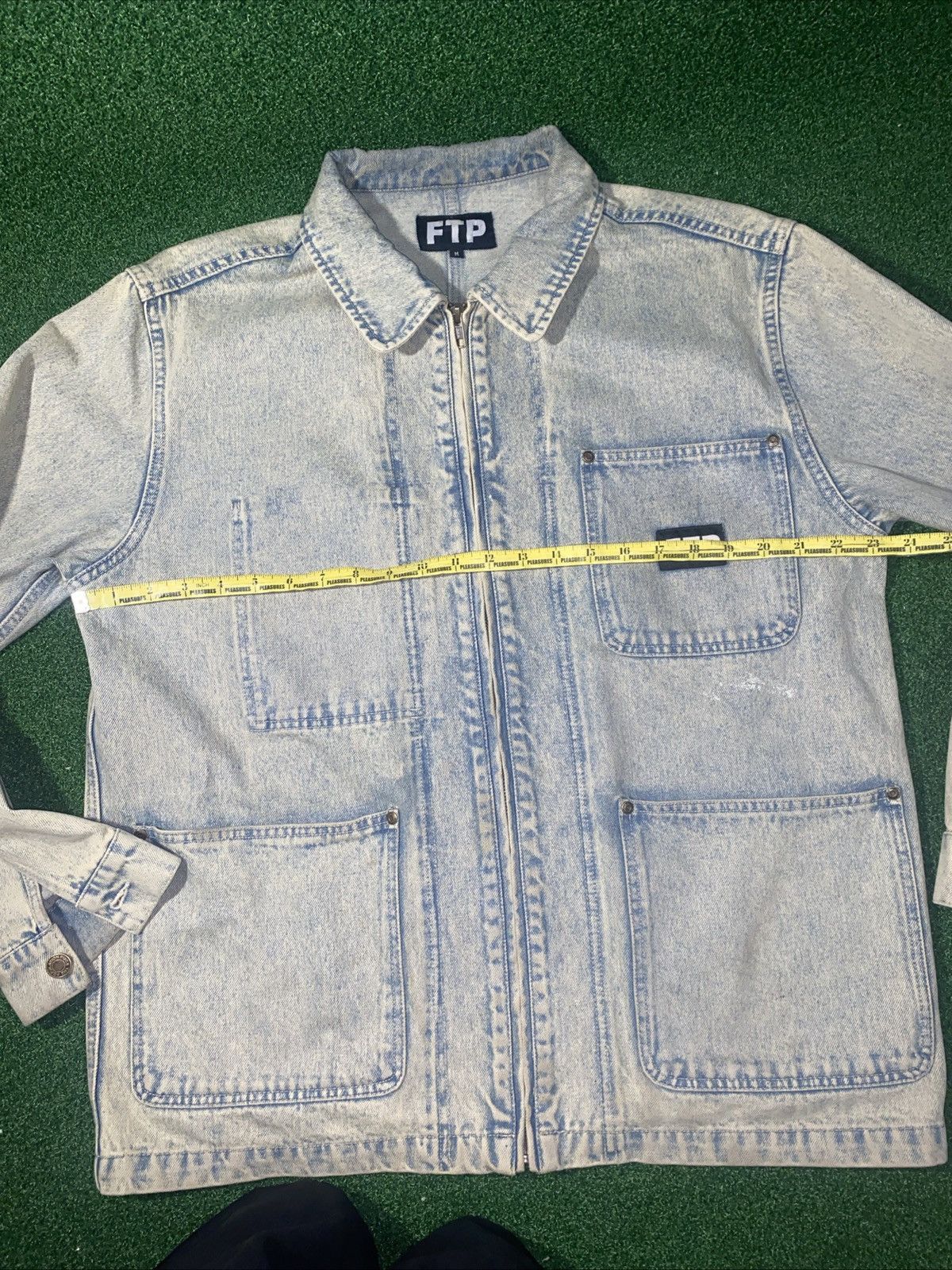 Fuck The Population FTP frayed denim logo chore coat dirty indigo wash size M Size US M / EU 48-50 / 2 - 3 Thumbnail