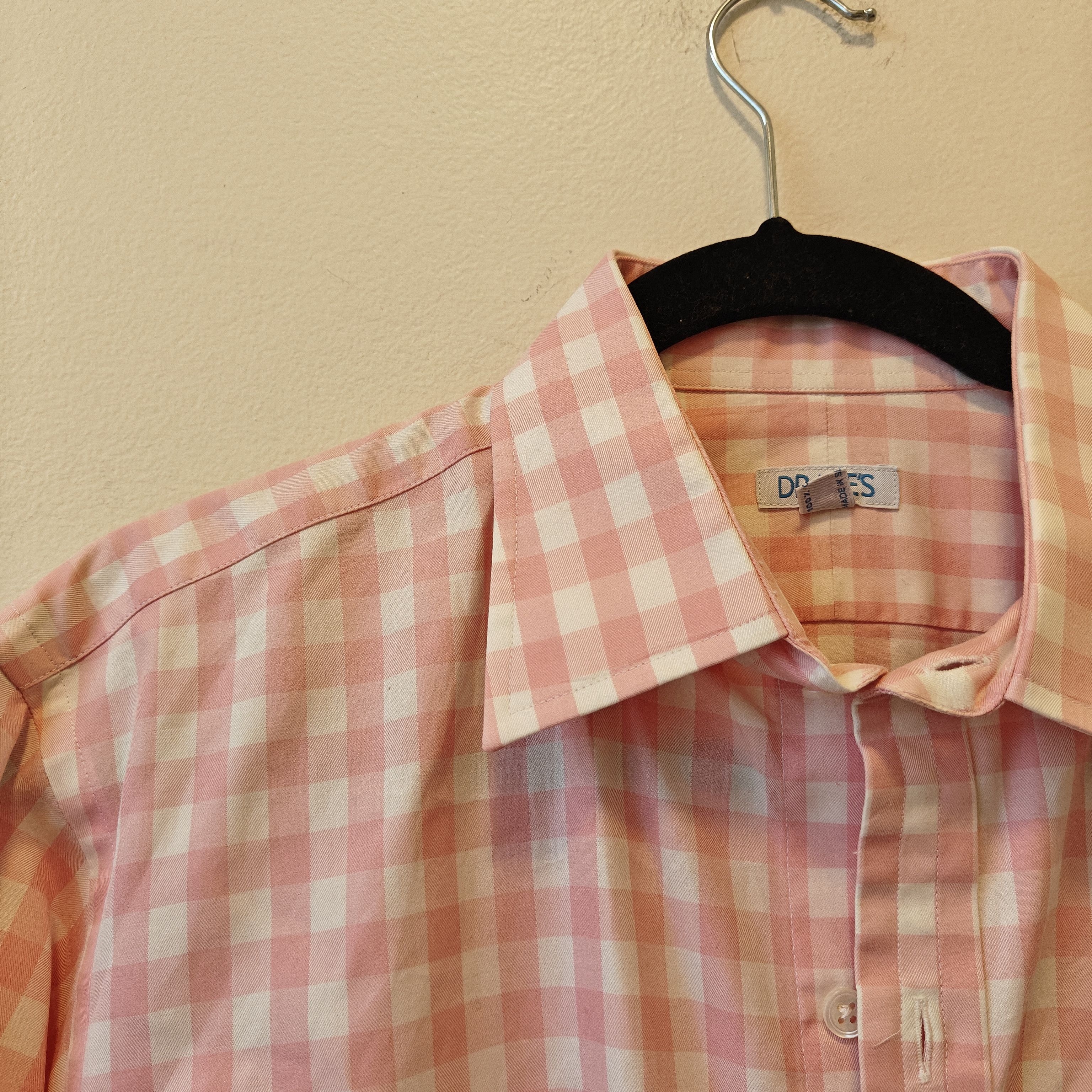 Drake's pink checkered dress shirt 16/41" drakes Size US M / EU 48-50 / 2 - 5 Thumbnail