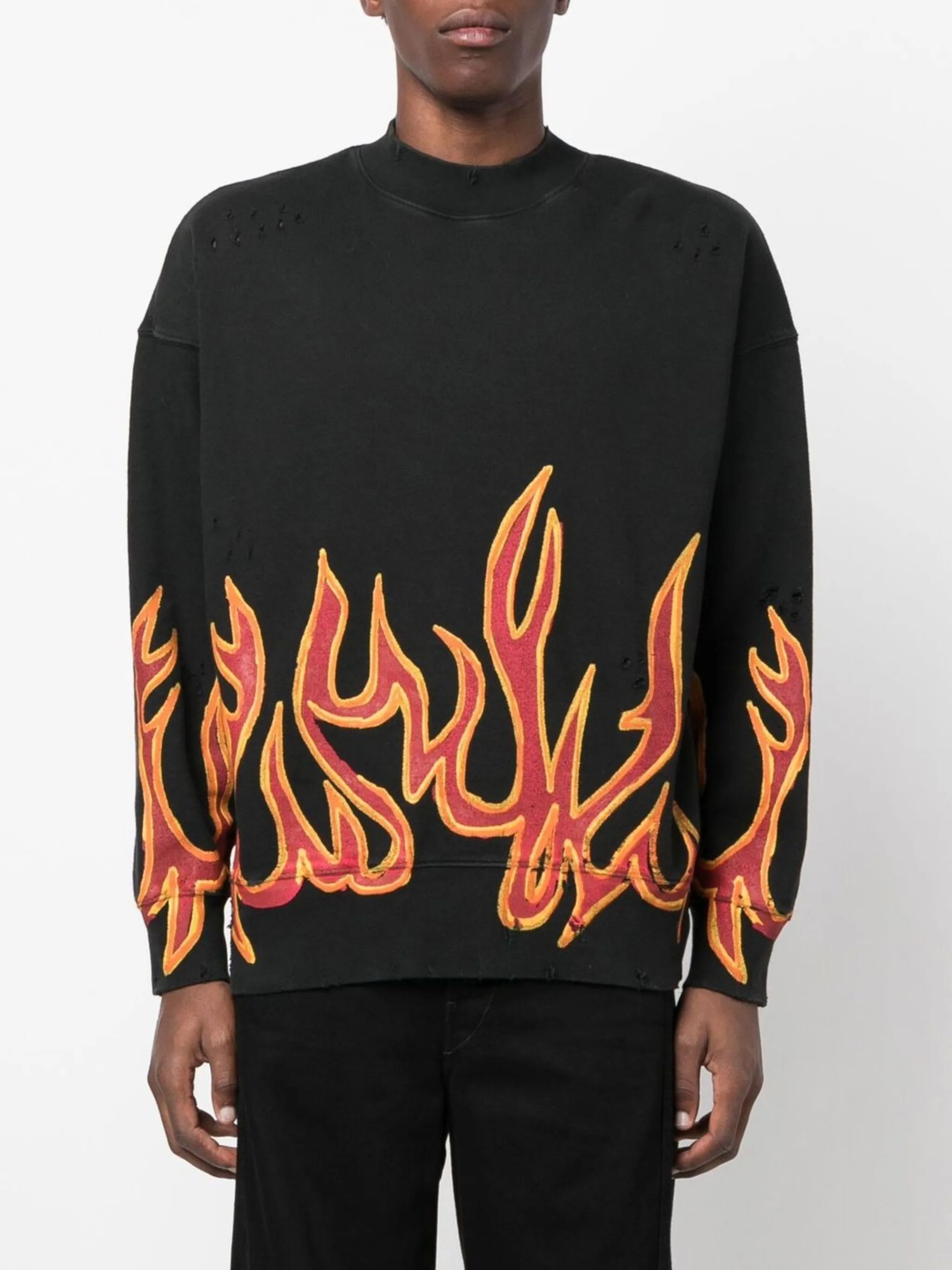 Palm Angels o1gr1nt0425 Gd Graffiti Flames Crewneck Sweatshirt in Black Size US L / EU 52-54 / 3 - 3 Thumbnail