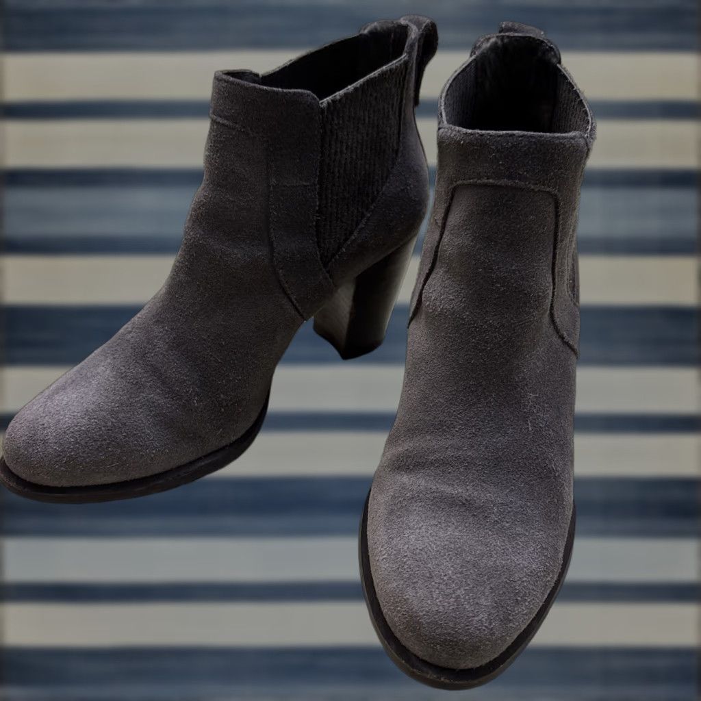 UGG Hazel Ankle Boots Suede High Heel Shoes Women's Size 7.5 Gray Comfort Waterproof in Grey
