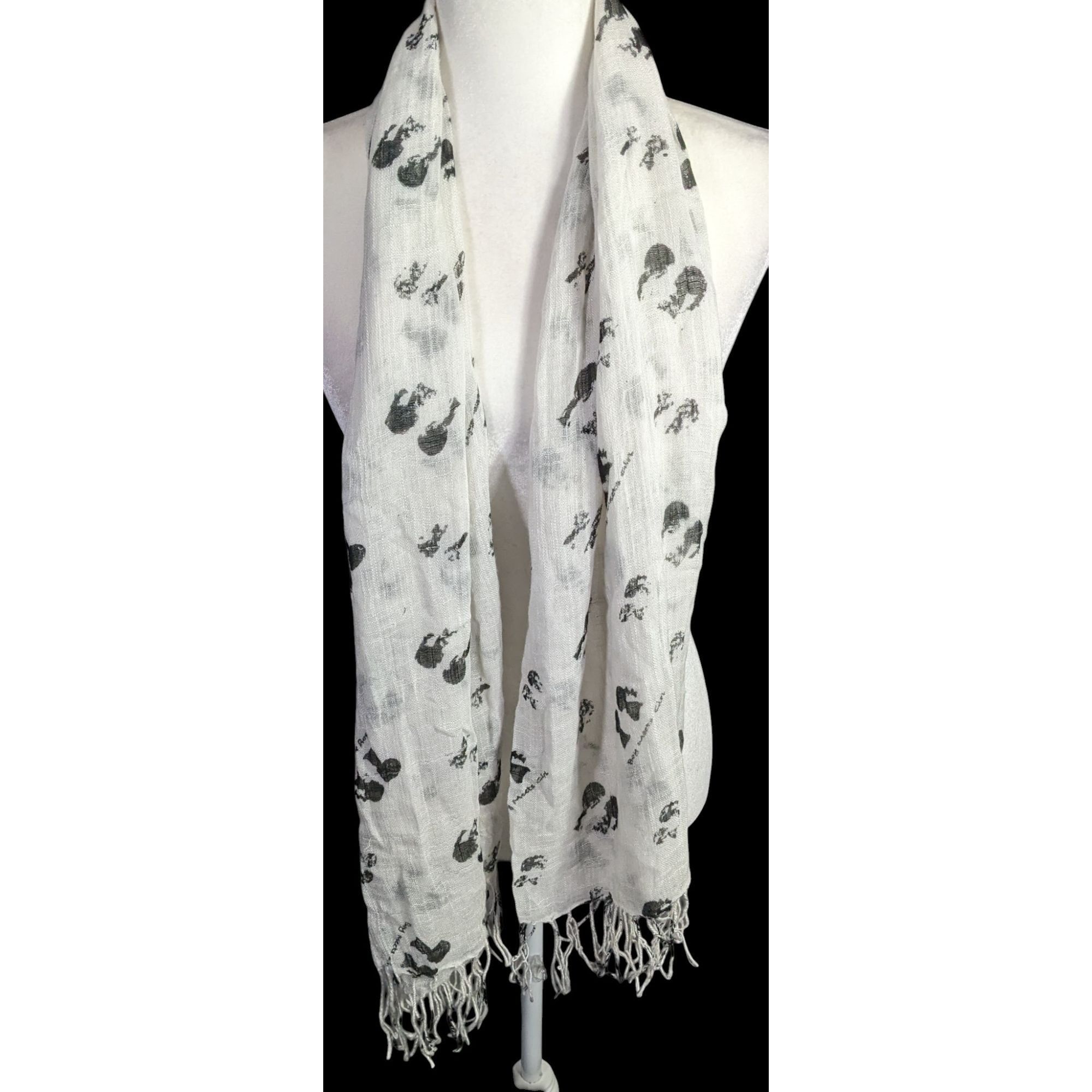Other Boy Meets Girl Lightweight White Scarf With Black Silhouette Size ONE SIZE - 3 Thumbnail