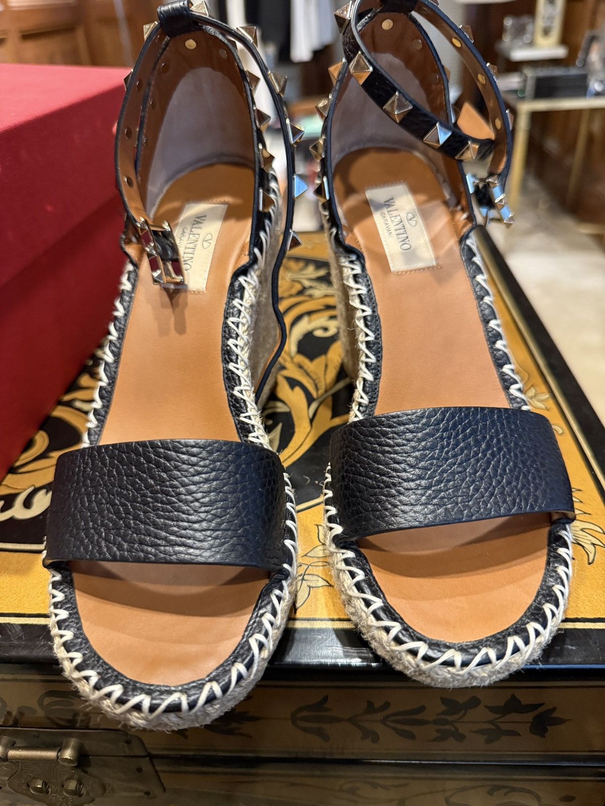 Valentino Valentino Garavani Rockstud Wedge Sandals Black Size US 6 / IT 36 - 2 Thumbnail