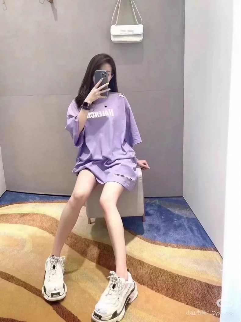 Balenciaga Balenciaga Purple Destruction Short Sleeve Size US L / EU 52-54 / 3 - 7 Thumbnail