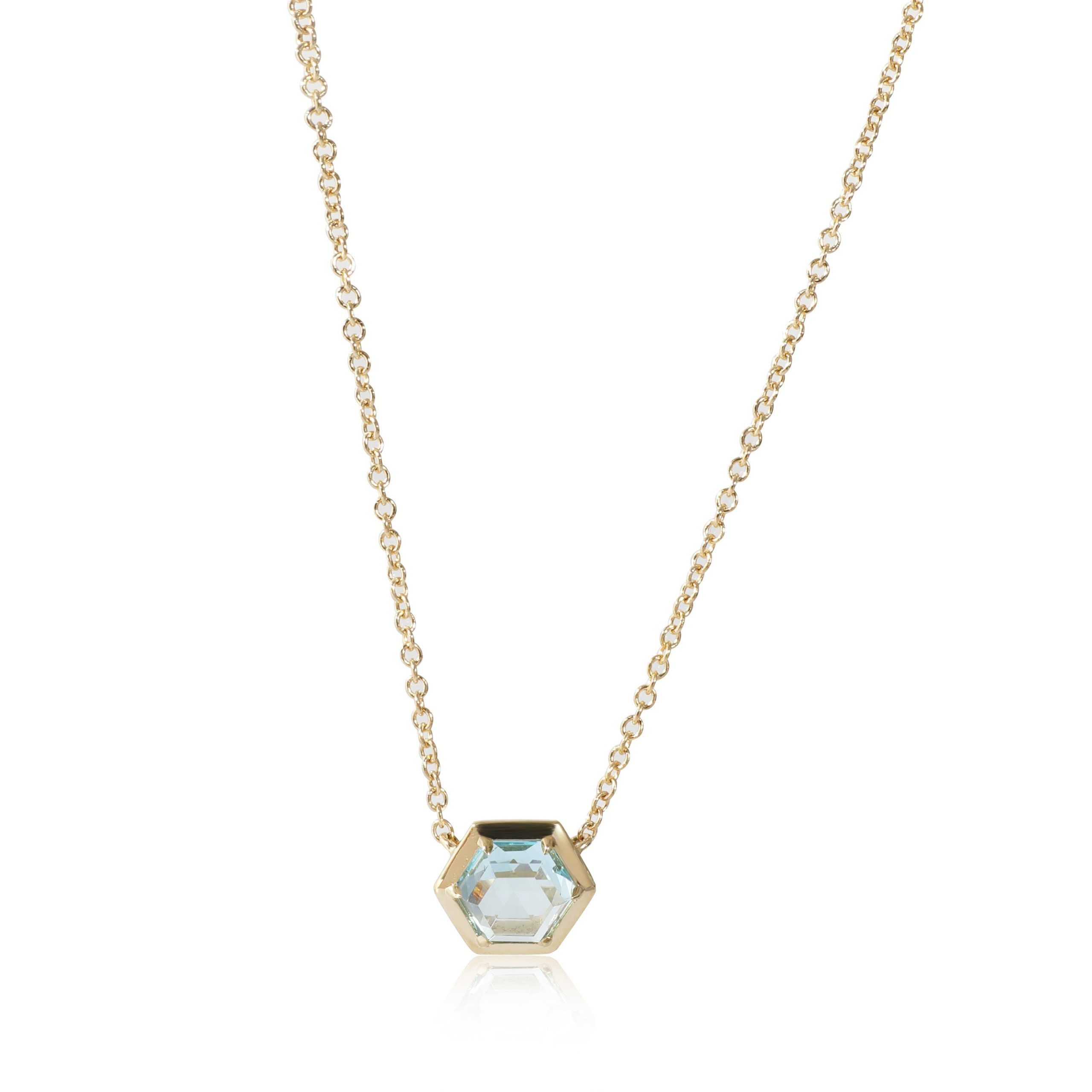 image of Tiffany Co Tiffany & Co. Paloma's Picasso Blue Topaz Studio Hexagon Pendant In 18K Yg, Women's