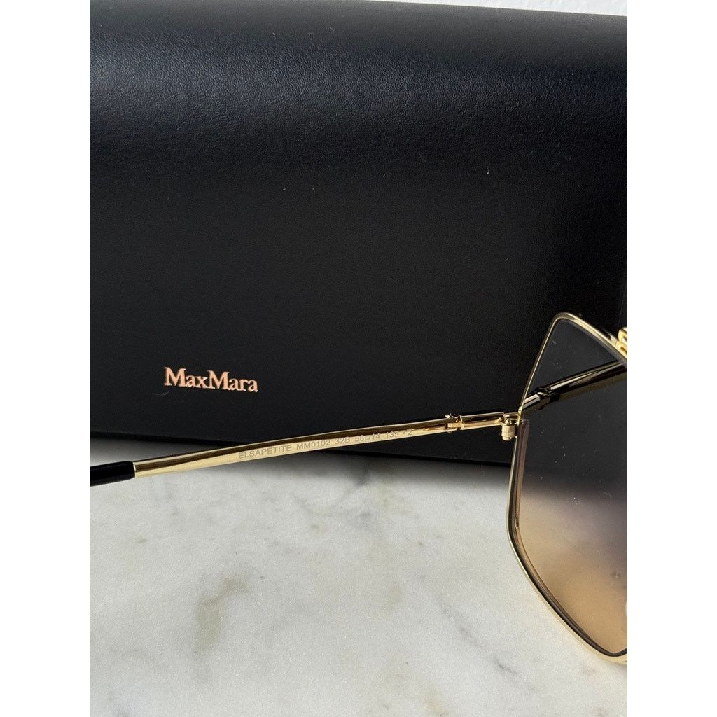 Max Mara NEW Max Mara MM0102 Petite Elsa Sunglasses Gold Smoke Size ONE SIZE - 7 Thumbnail
