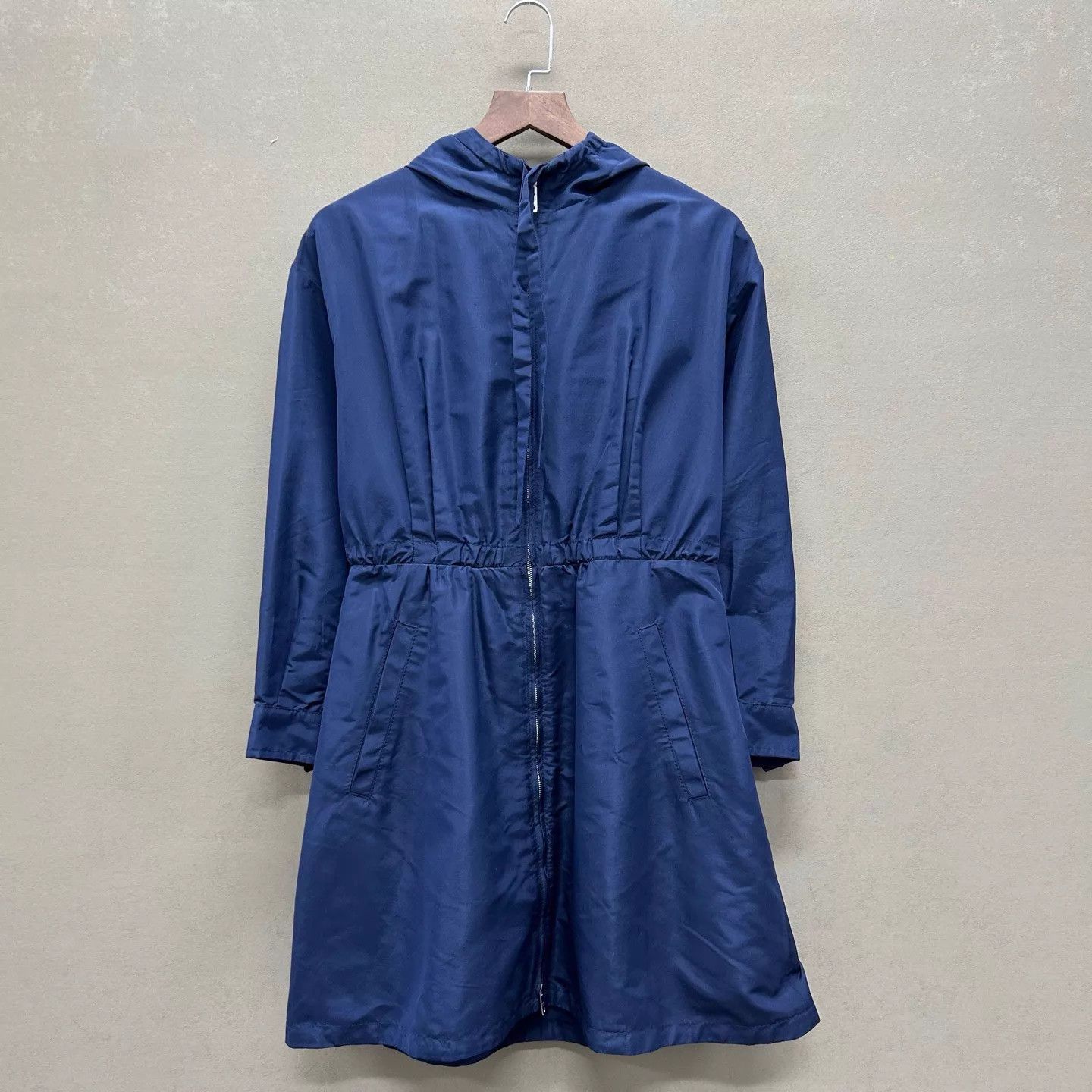 Prada Prada Navy Blue Long Waist-Cinched Nylon Coat Size 38 Size XS / US 0-2 / IT 36-38 - 1 Thumbnail