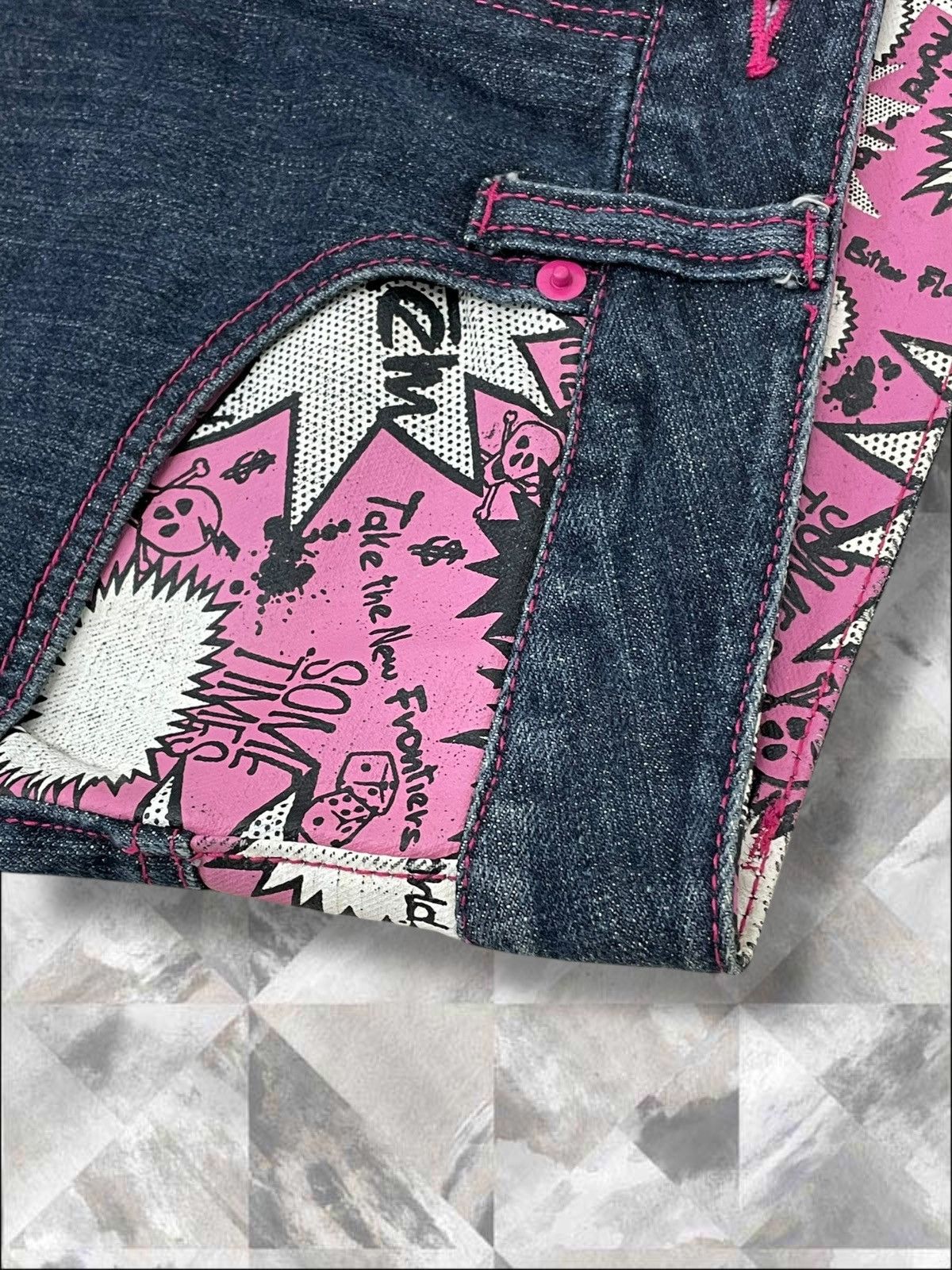 Hysteric Glamour Vintage 1990s Japan Designer Deugro Art Fancy Short Denim Size US 30 / EU 46 - 7 Thumbnail