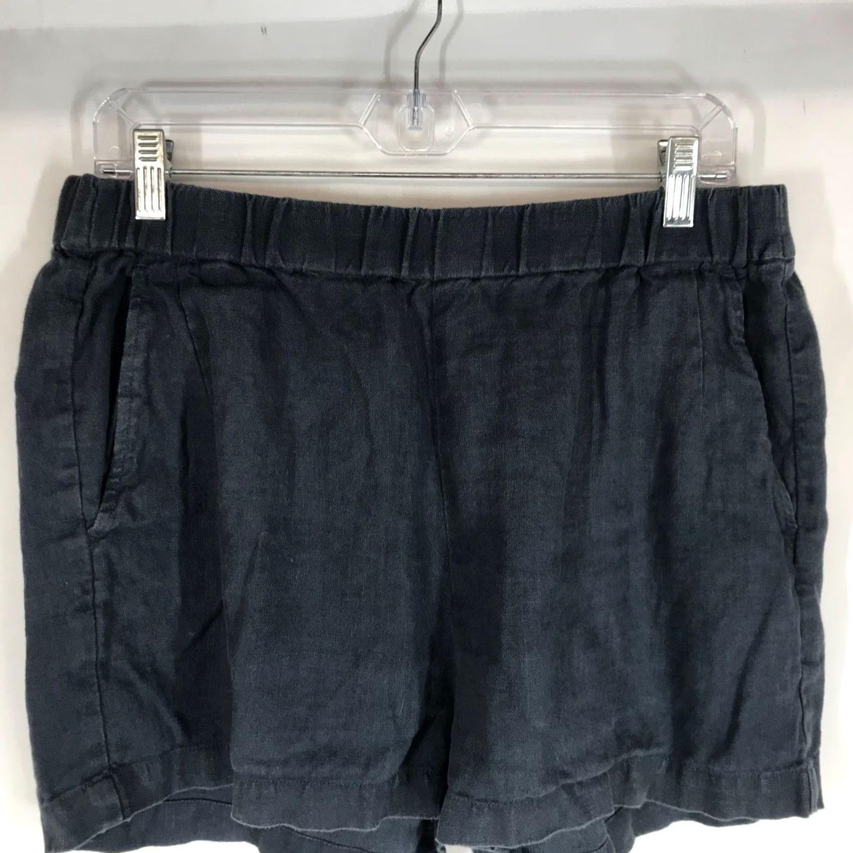 Pendleton Pendleton Womens Large 100% Linen Pull On Elastic Waist Shorts Charcoal Navy Size 36" / US 14 / IT 50 - 2 Thumbnail
