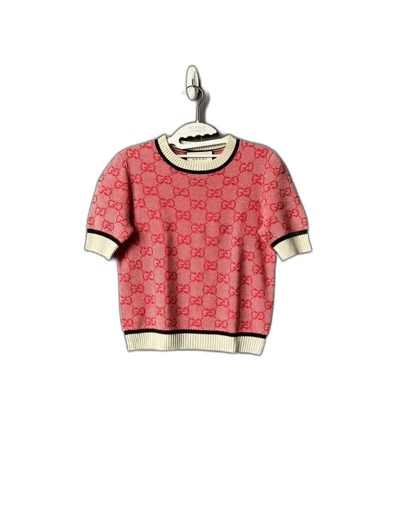 Gucci Gucci Pink Knit Short Sleeve Sweater Size US XS / EU 42 / 0 - 1 Thumbnail