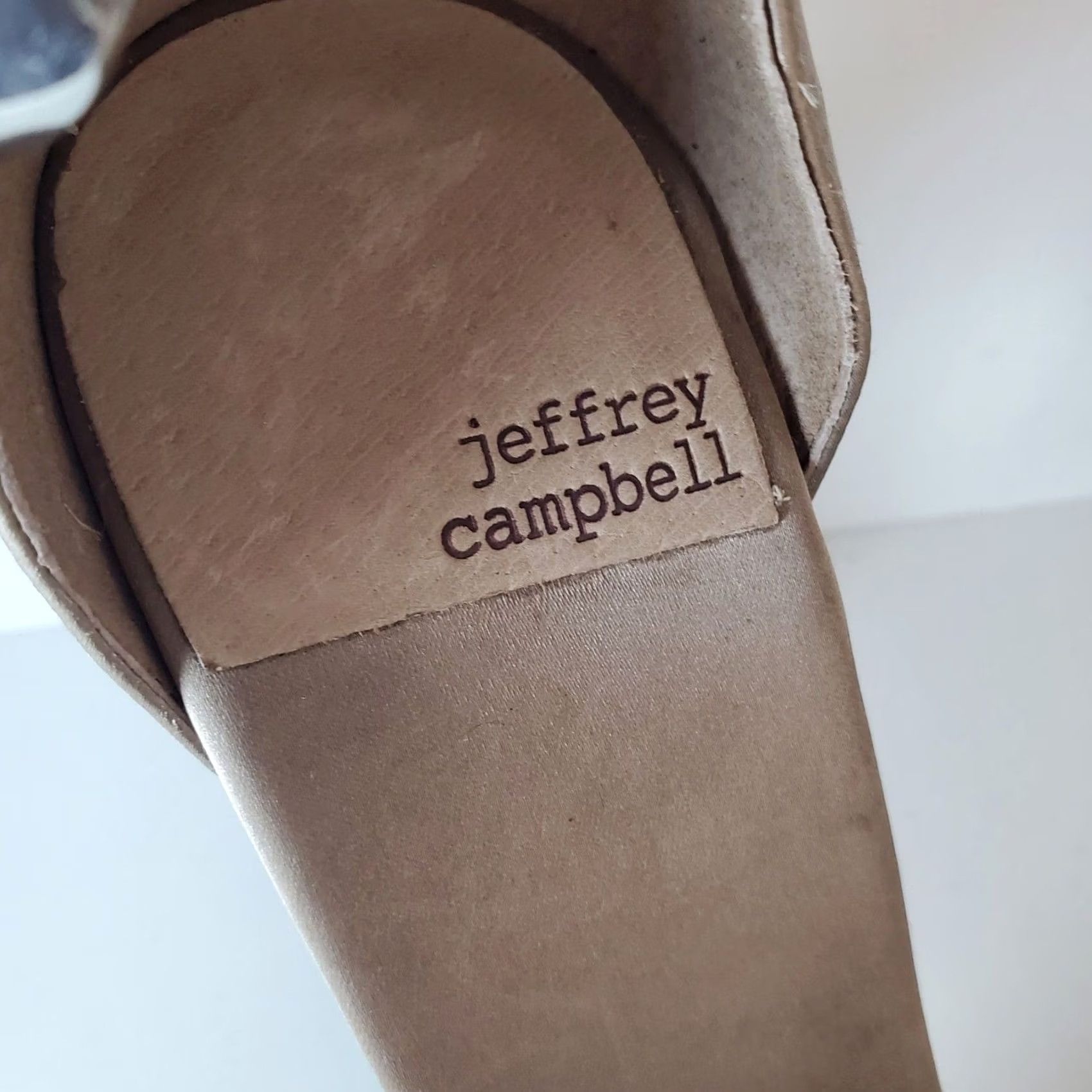 Jeffrey Campbell Jeffrey Campbell Silverlake Platform Shoes Taupe Satin 9.5 Womens Square Toe Spool Heel Big Ankle Chain 90s Punk Designer City Brown Size US 10 / IT 40 - 6 Thumbnail
