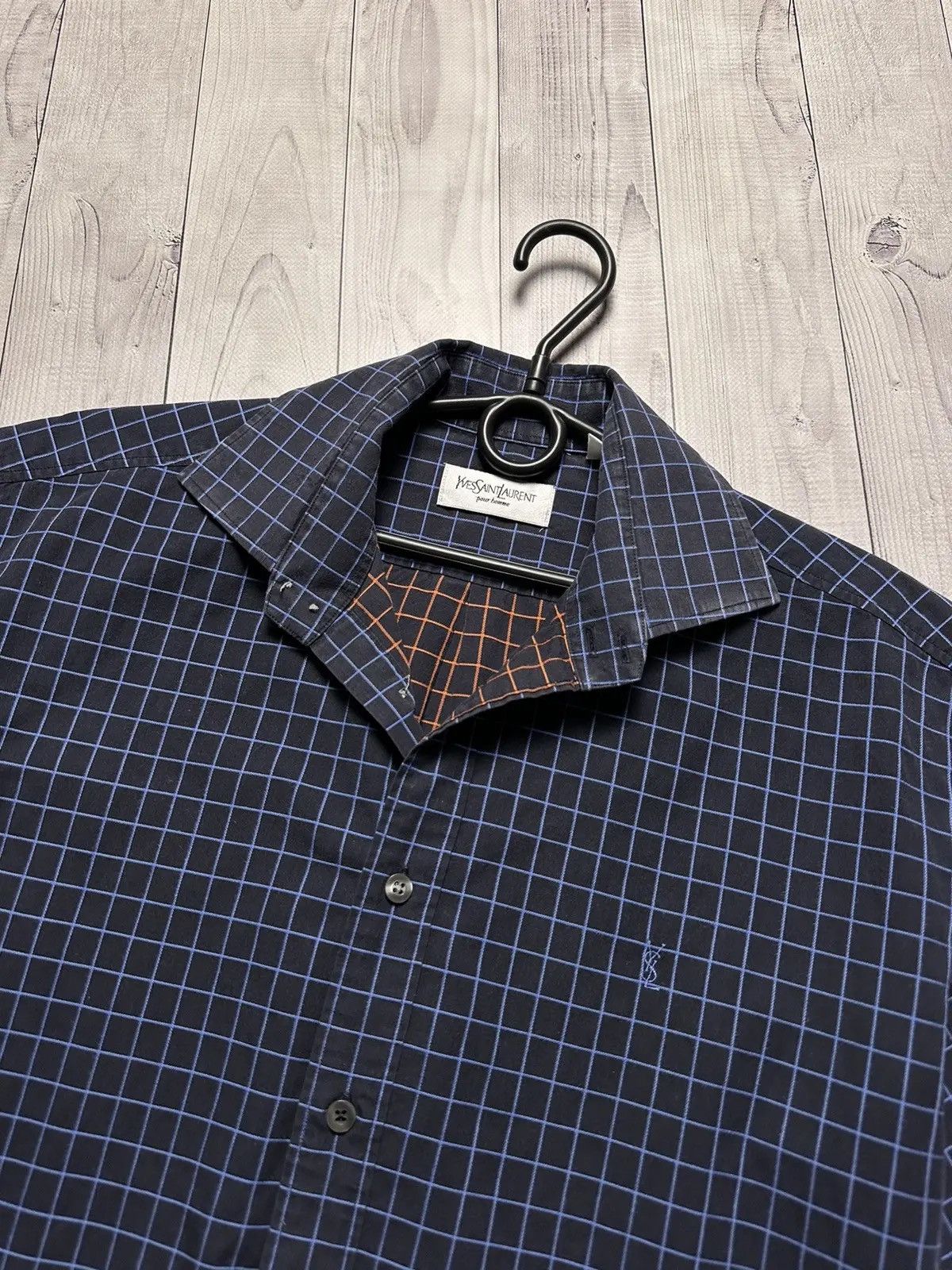 Yves Saint Laurent Vintage Yves Saint Laurent navy plaid shirt rare logo Size US M / EU 48-50 / 2 - 4 Thumbnail