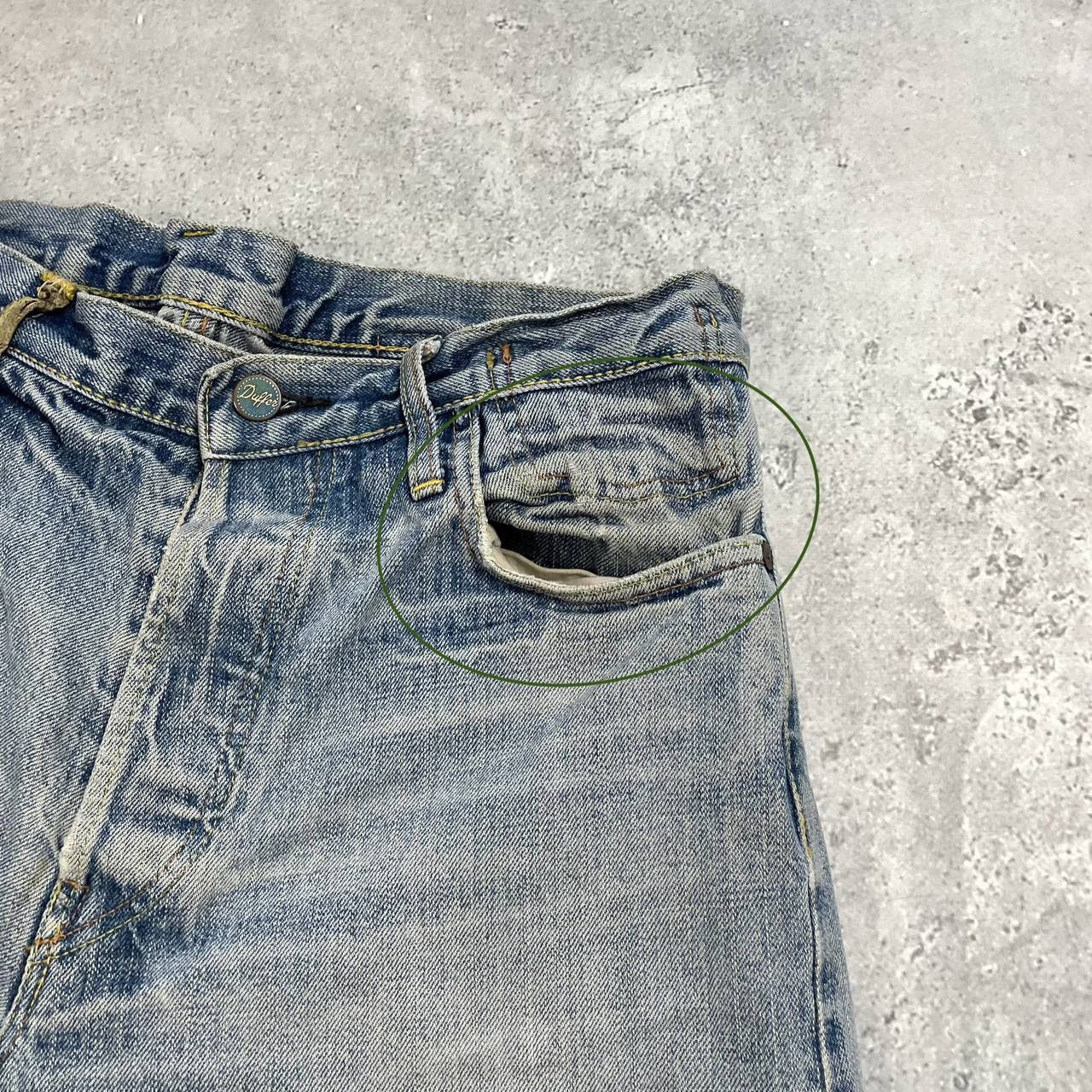 The Duffer of St.George Duffer Selvedge Distressed & Stained Faded Chinch Back Jeans Size US 32 / EU 48 - 14 Thumbnail