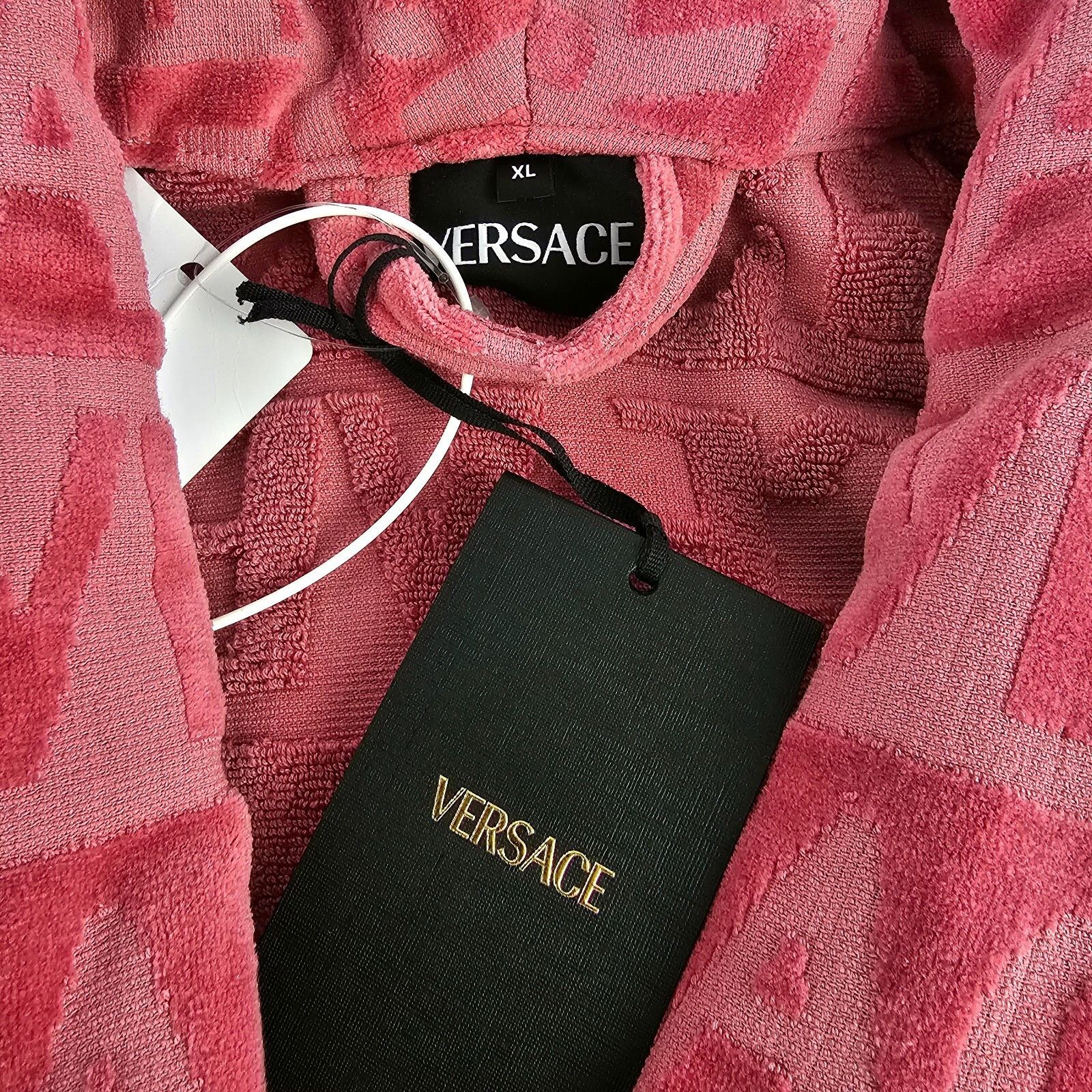 VERSACE Baroque $550 Strawberry Jam Unisex Long Bathrobe New