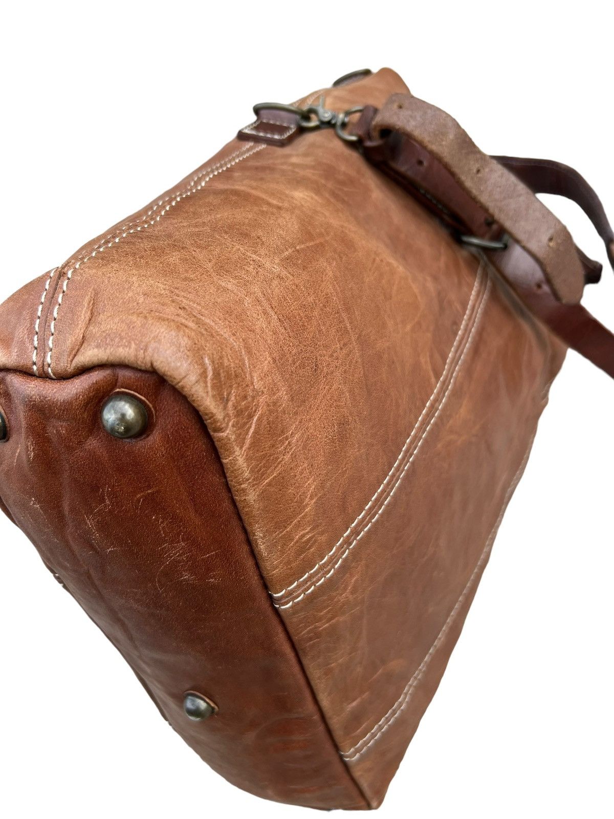 Leather Vintage Rei Japan 2 Way Patina Leather Bag Size ONE SIZE - 11 Thumbnail
