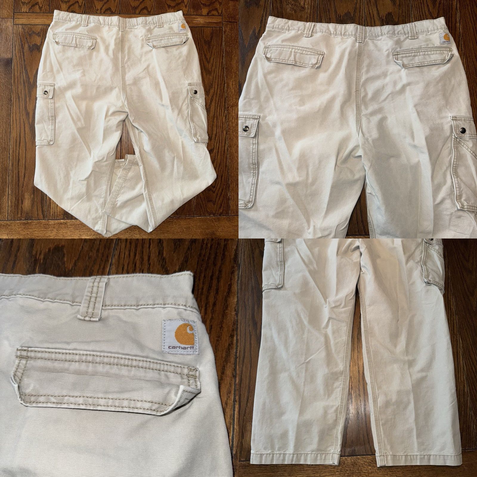 Carhartt VINTAGE Carhartt Mens Size 44x30 Cargo Pants 100272-232 Relaxed Fit Snap Button Khaki Cargo Pants Mens Straight Leg 42x28.5 13 Rise 9.5 Leg Open Size US 44 / EU 60 - 8 Thumbnail