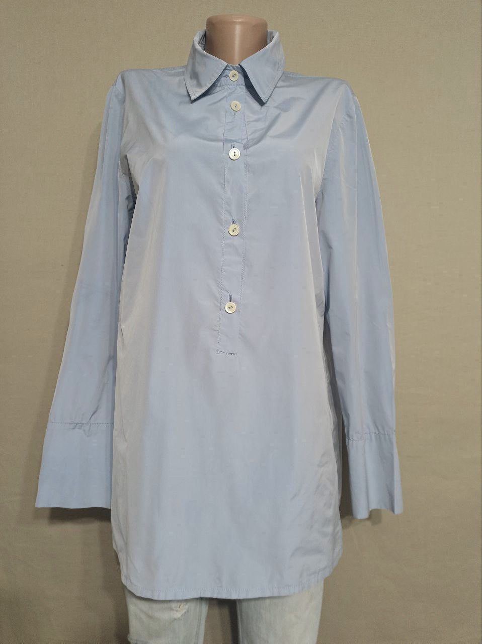 Designer Katharina Hovman Blue Metalic Blouse Shirt Size EU42 US12 Size XL / US 12-14 / IT 48-50 - 1 Thumbnail