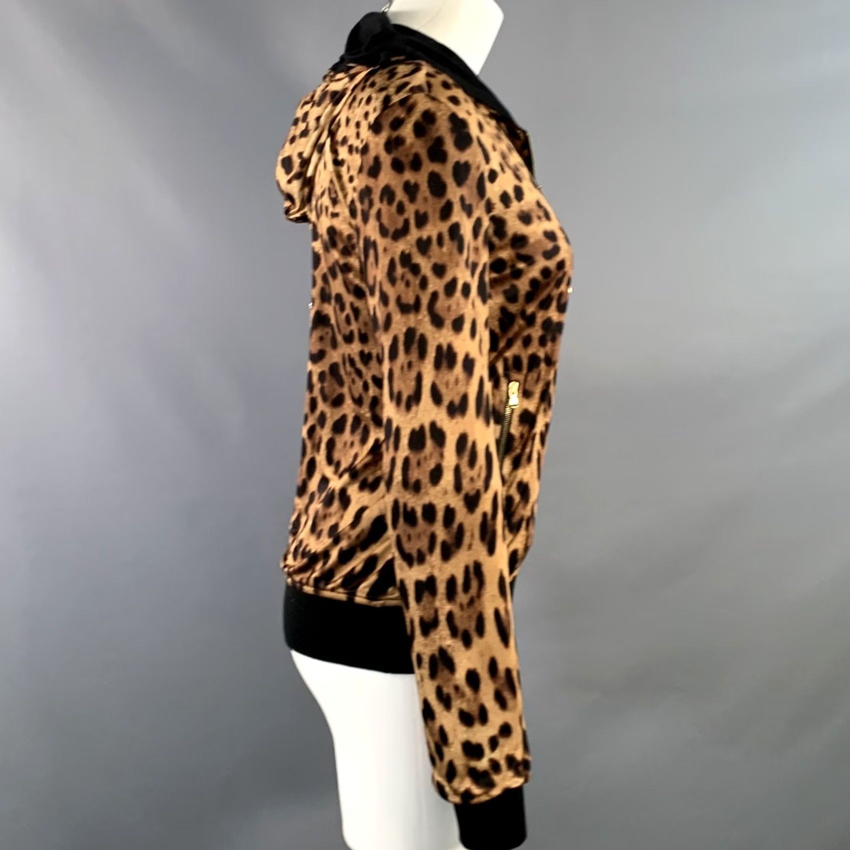 Dolce & Gabbana DOLCE & GABBANA Jacket Brown Black Satin Animal Print Zip Up Size 4 Womens Adult Regular Shirt? Size S / US 4 / IT 40 - 3 Thumbnail