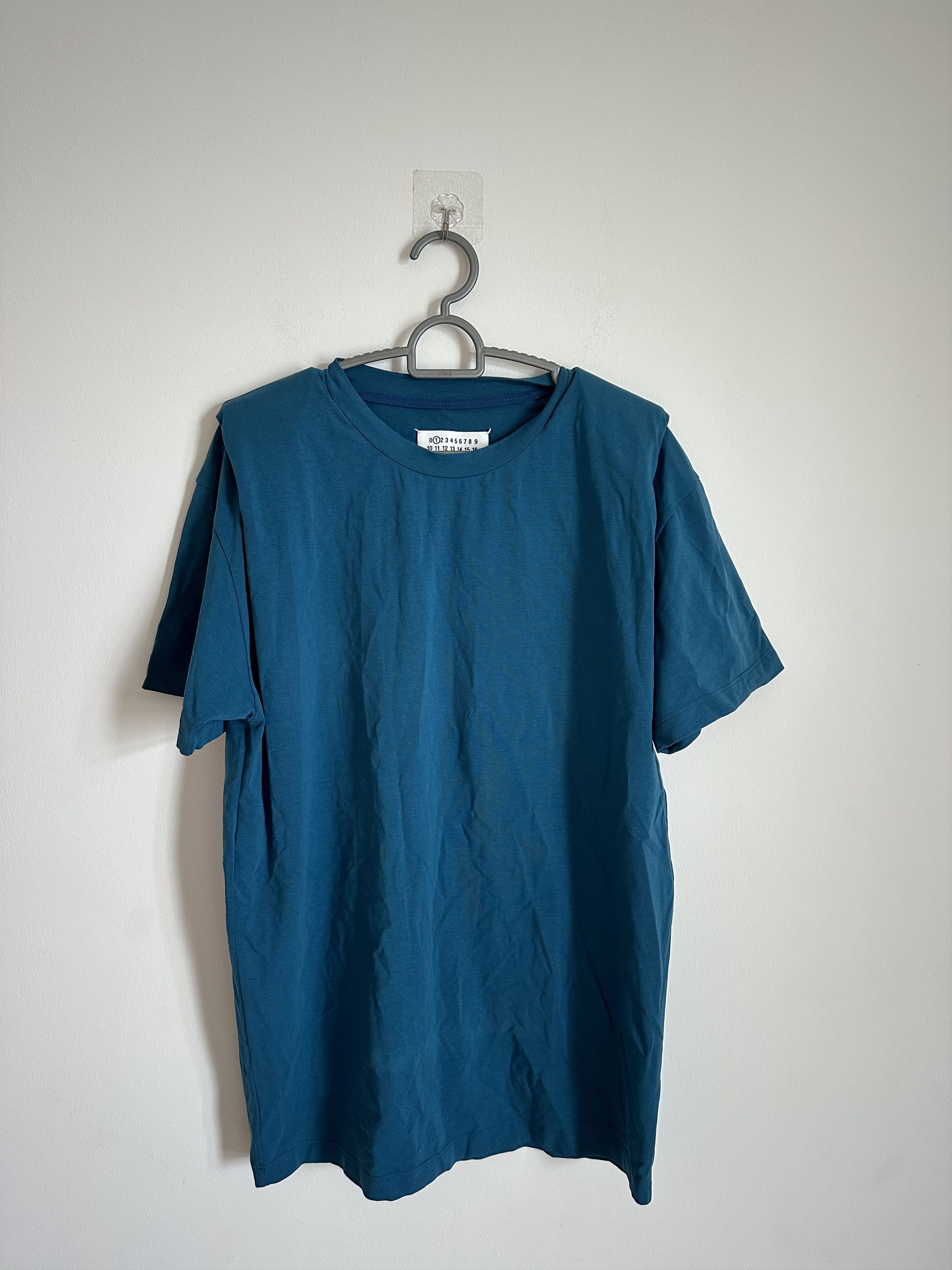 image of Maison Margiela Blue Shoulder Pad T-Shirt, Women's (Size Small)