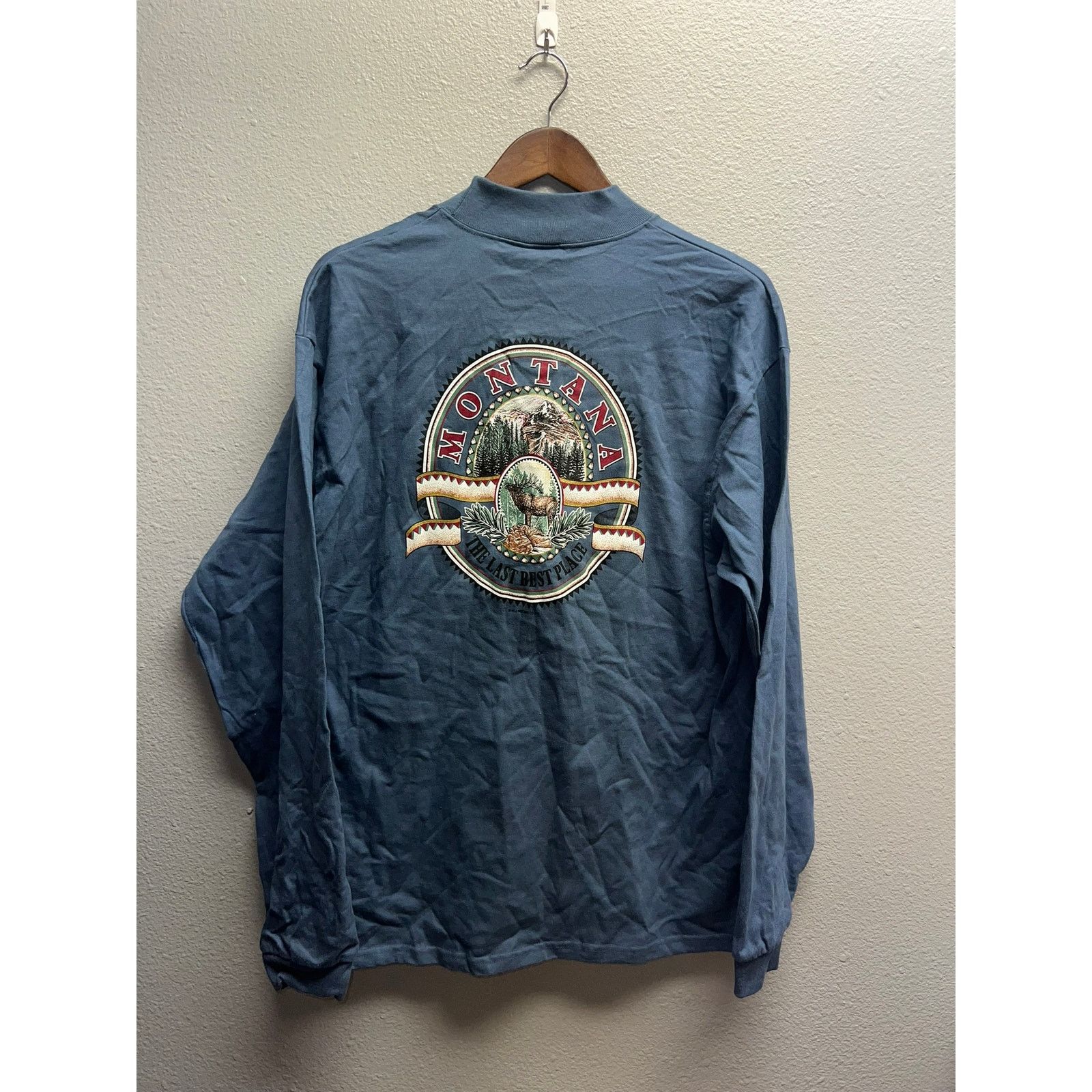 Anvil Vintage Montana Shirt The Last Best Place Blue Large L 90s Size US L / EU 52-54 / 3 - 6 Thumbnail