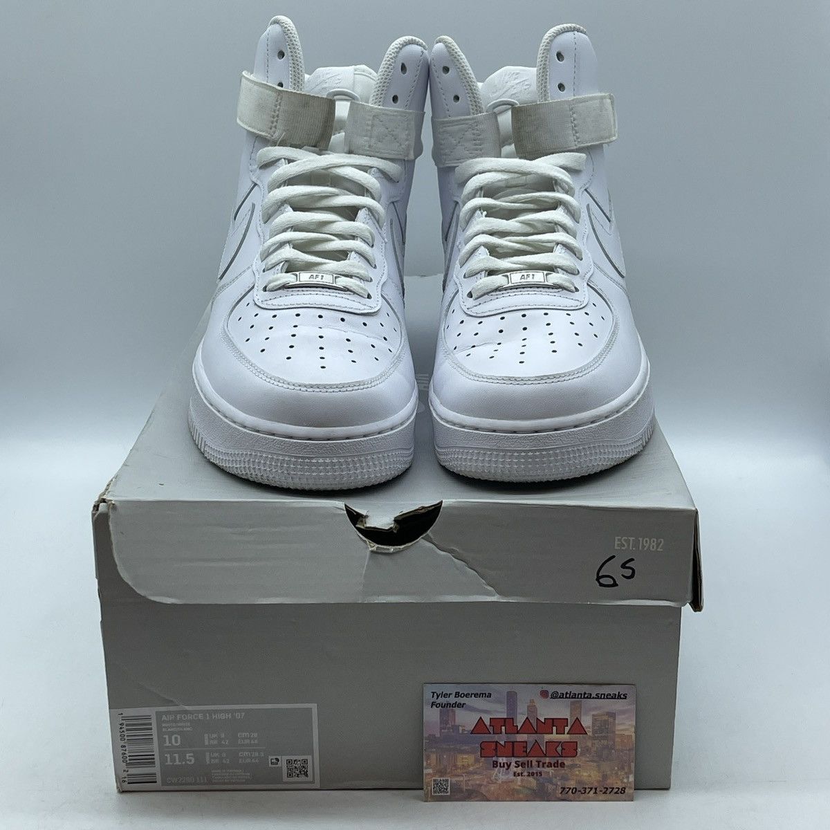 Nike Air Force 1 high triple white Size US 10 / EU 43 - 2 Thumbnail
