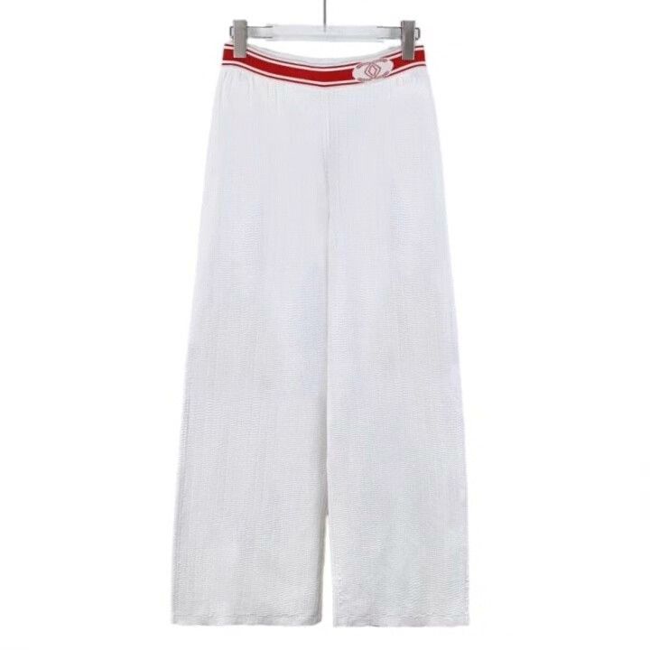 Chanel Chanel White Logo Knit Casual Pants Size 36" / US 14 / IT 50 - 1 Thumbnail