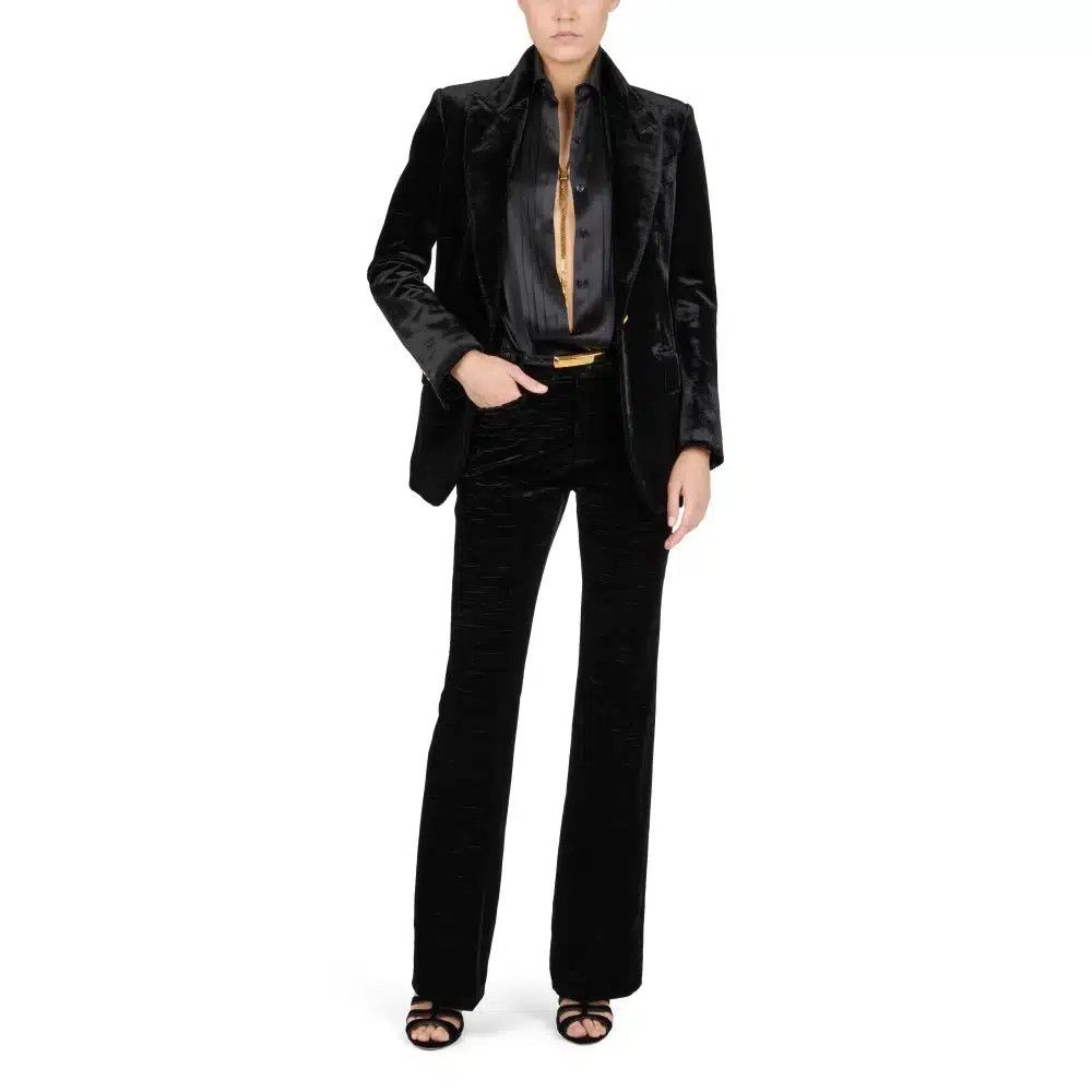 Tom Ford o1loc1c0425 GI2970 Velvet Wallis Single Breasted Jacket Size S / US 4 / IT 40 - 4 Thumbnail