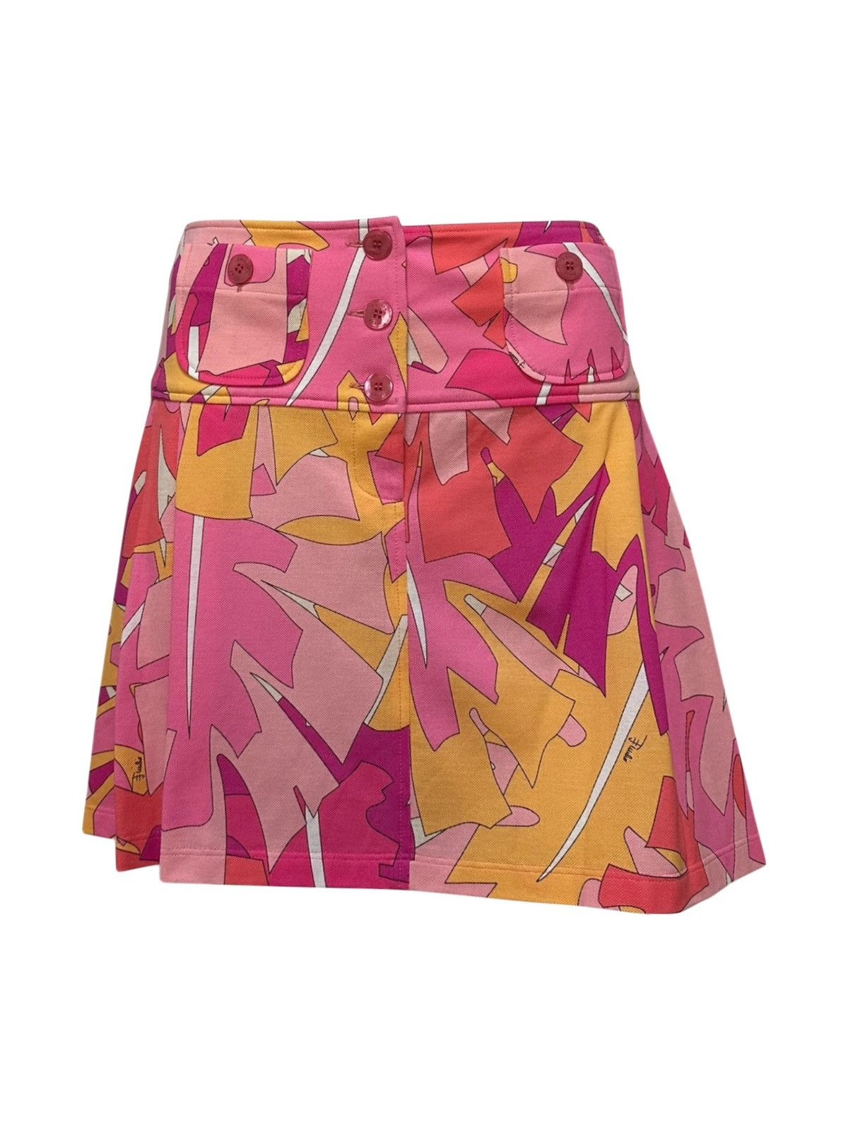Emilio Pucci EMILIO PUCCI S/S 2007 Leaf Print Pleated Mini Skirt Size 25" / US 0 / IT 36 - 1 Thumbnail