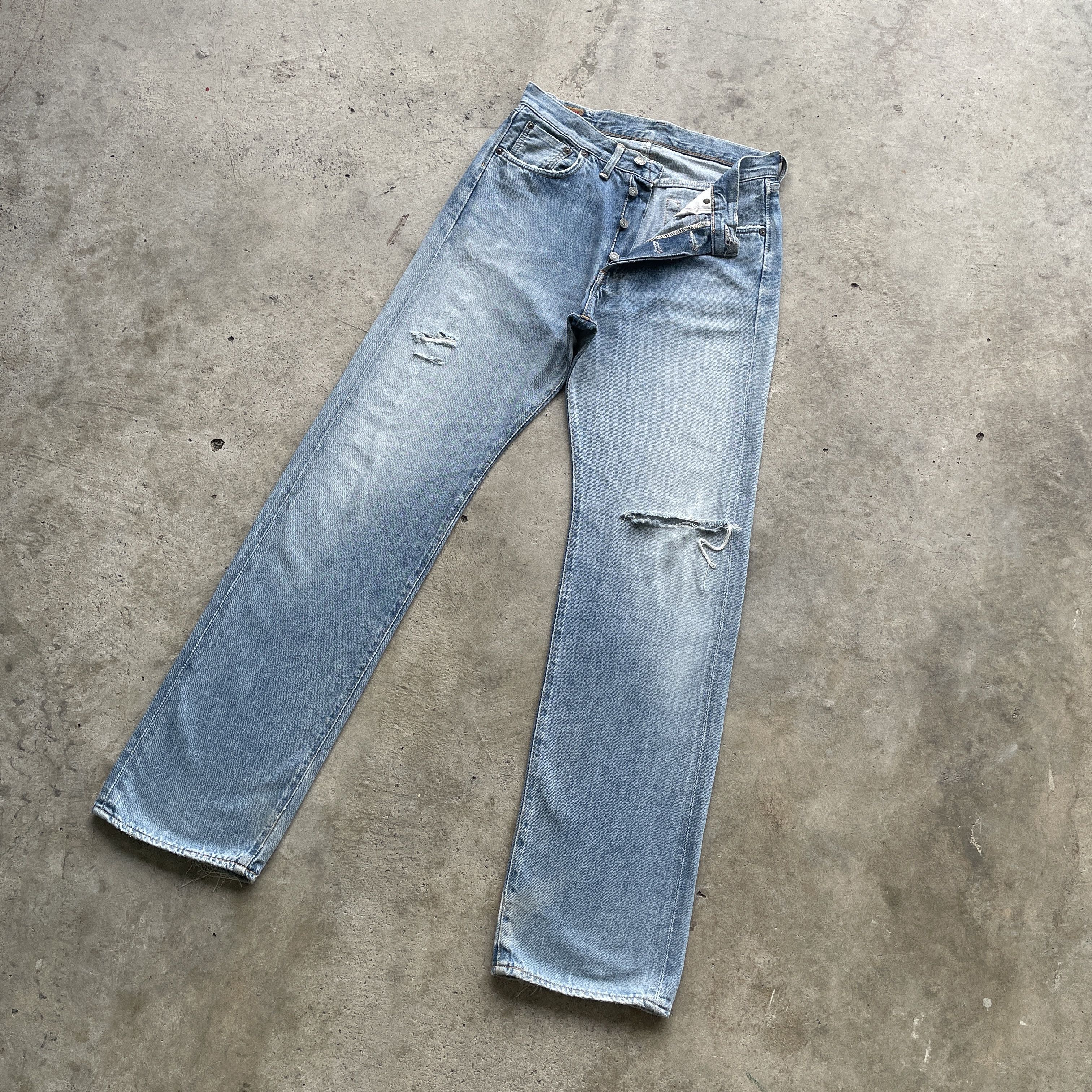 Edwin × Japanese Brand × Jean W30 VINTAGE EDWIN 505 FADED DENIM DISTRESSED JEANS PANTS Size US 30 / EU 46 - 1 Thumbnail