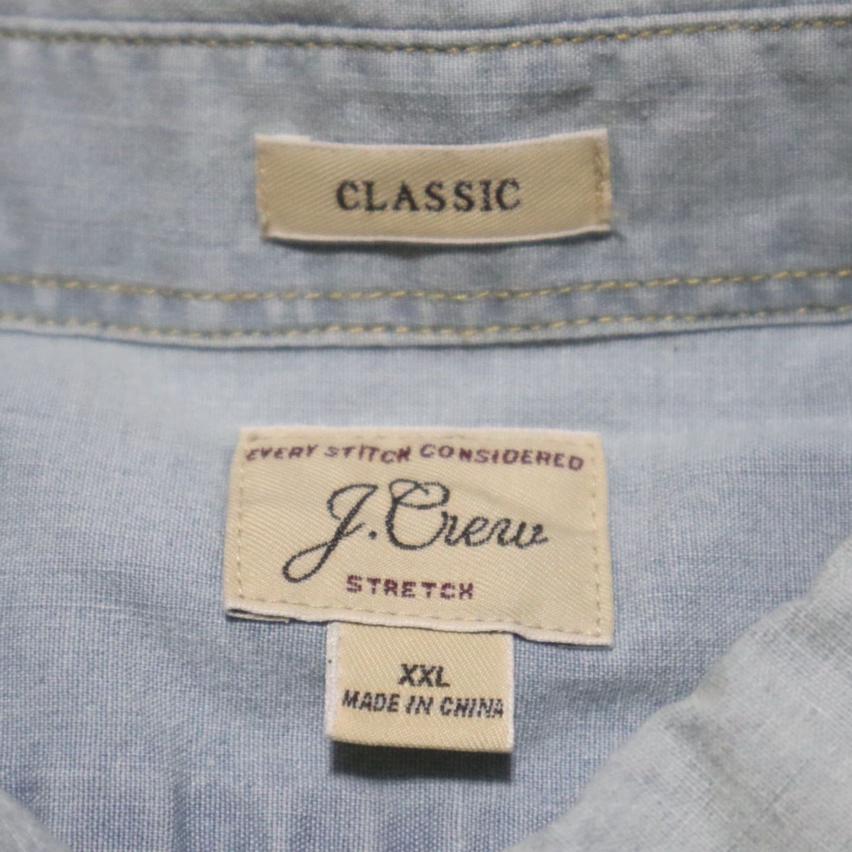 J.Crew J.CREW Denim Blue Short Sleeve Button-Down Classic Stretch Shirt 2XL Men’s Slim Regular Cotton Denim Blue Shirt Size US XXL / EU 58 / 5 - 3 Thumbnail