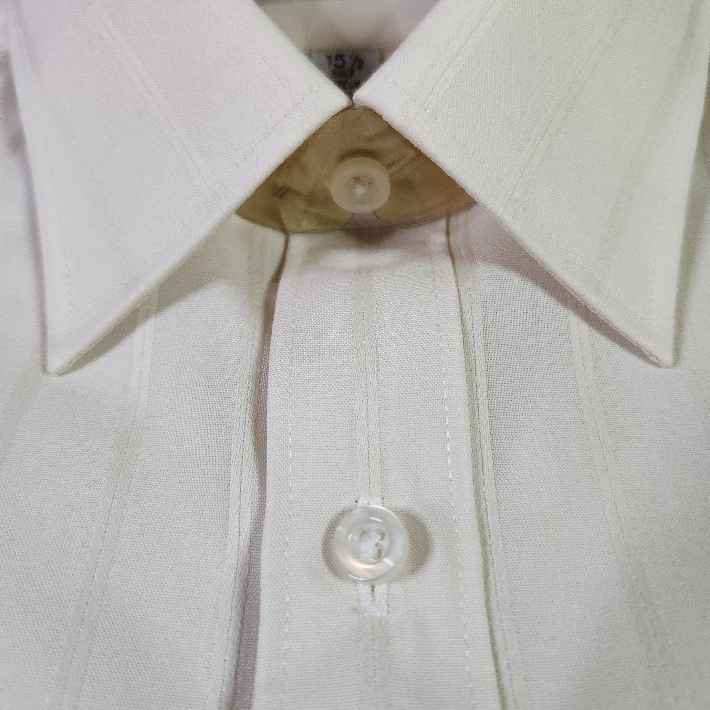 Van Heusen VINTAGE Van Heusen Half Sleeve Dress Shirt 15.5 Cream Stripe Size US L / EU 52-54 / 3 - 4 Thumbnail