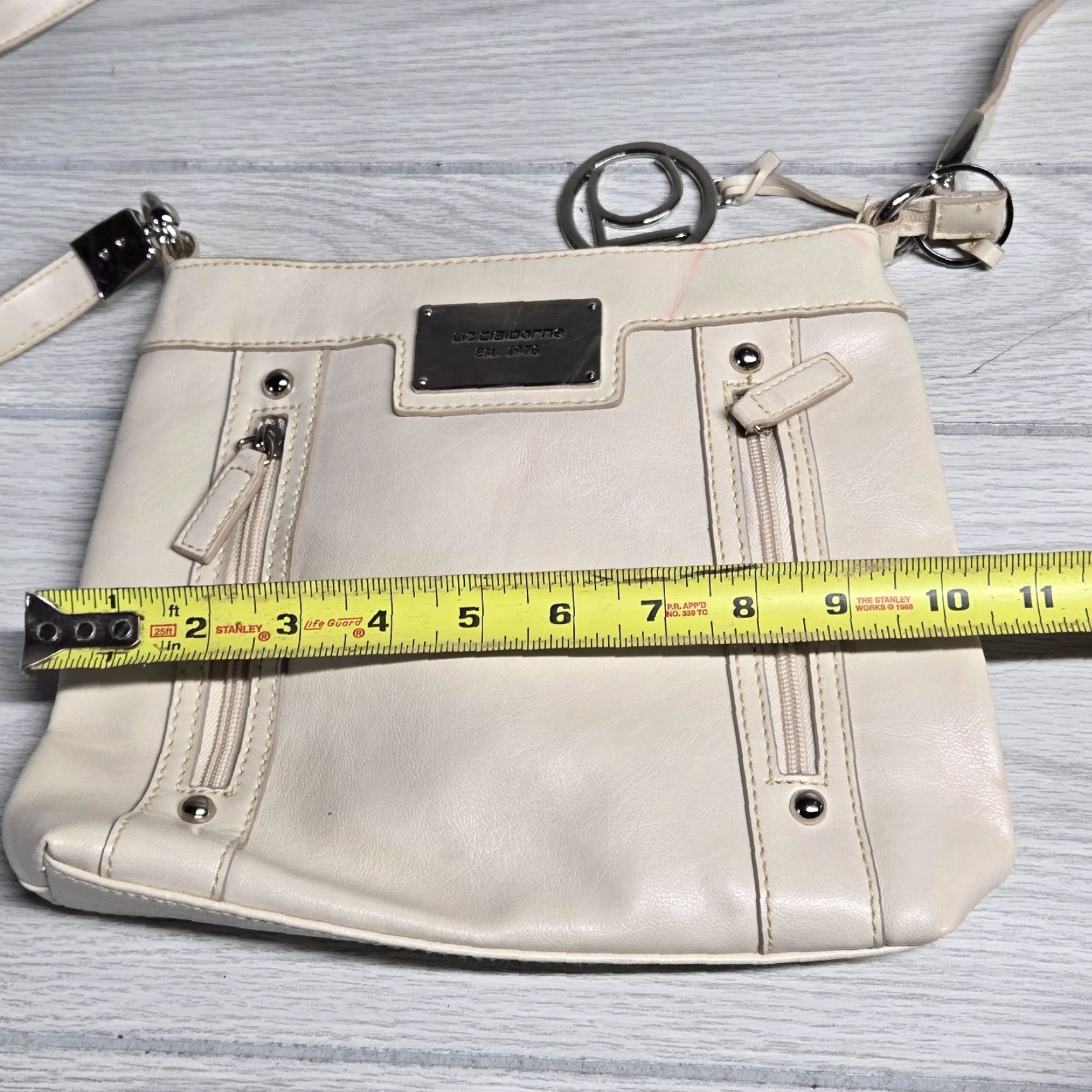 Liz Claiborne Liz Claiborne Women's Beige Leather Crossbody Bag - Adjustable Strap, Inner Pockets, Zip Closure, Classic Style Size ONE SIZE - 6 Thumbnail