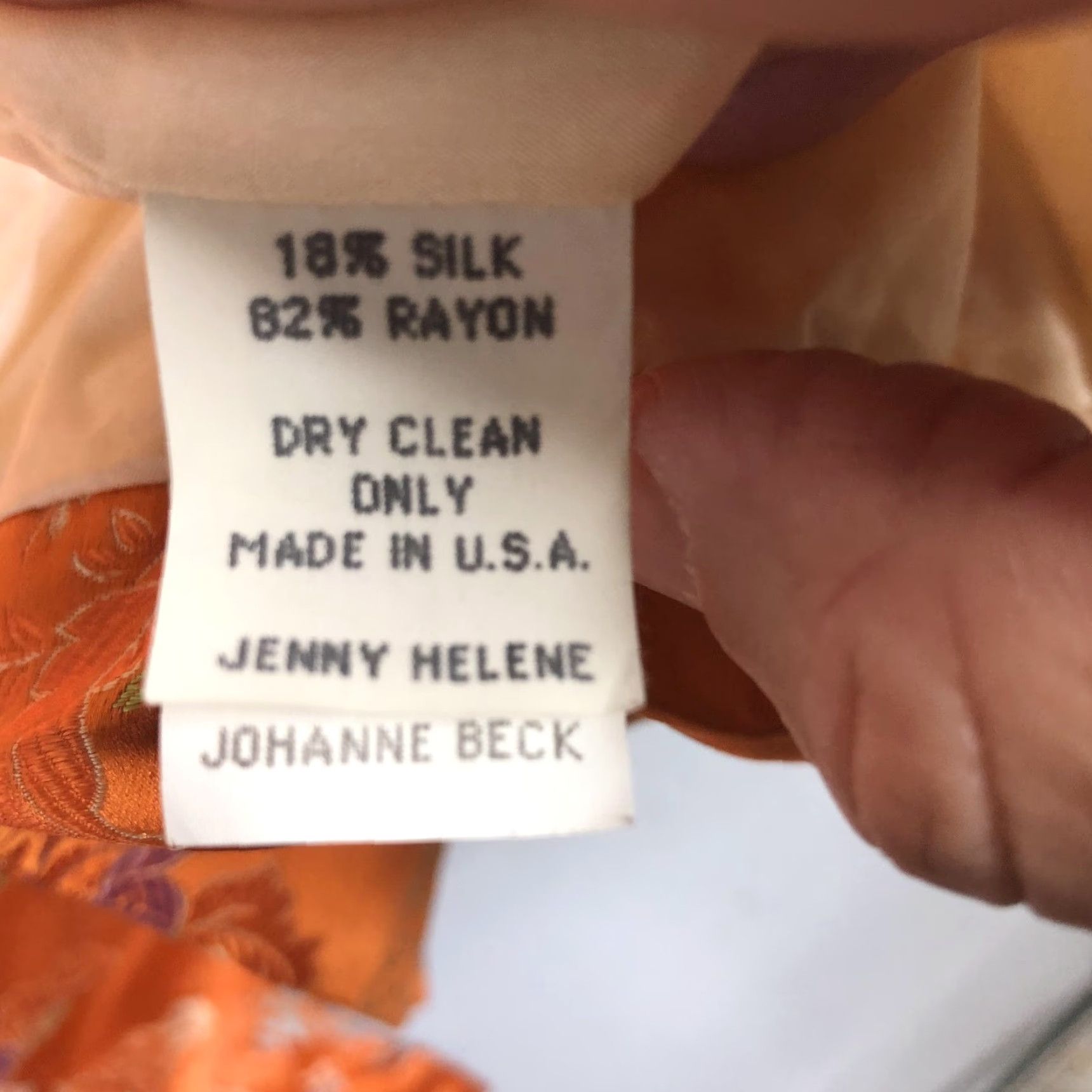 Vintage Johanne Beck Blazer Womens Medium Orange Silk Blend Floral Embroidered Satin Blazer - Formal Party/Cocktail Womens Size M / US 6-8 / IT 42-44 - 4 Thumbnail