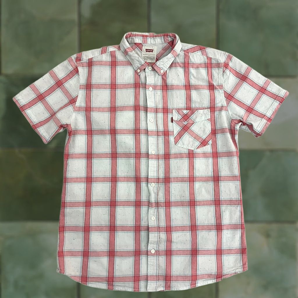 Levi's Levi's Shirt Mens Large Plaid Pink Short Sleeve Button Up Cotton Red Tab Size US L / EU 52-54 / 3 - 1 Thumbnail
