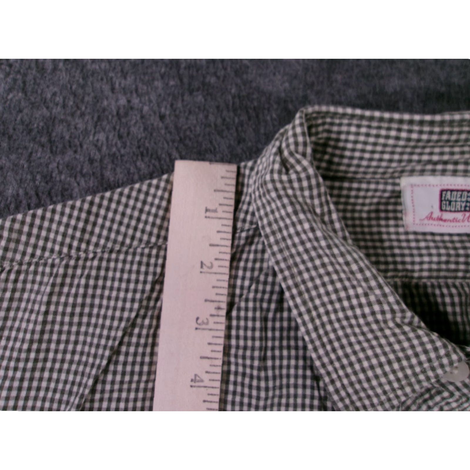 Faded Glory Faded Glory Shirt Womens XL Short Sleeve Button Up Gingham Green Cotton Relaxed Size XL / US 12-14 / IT 48-50 - 4 Thumbnail