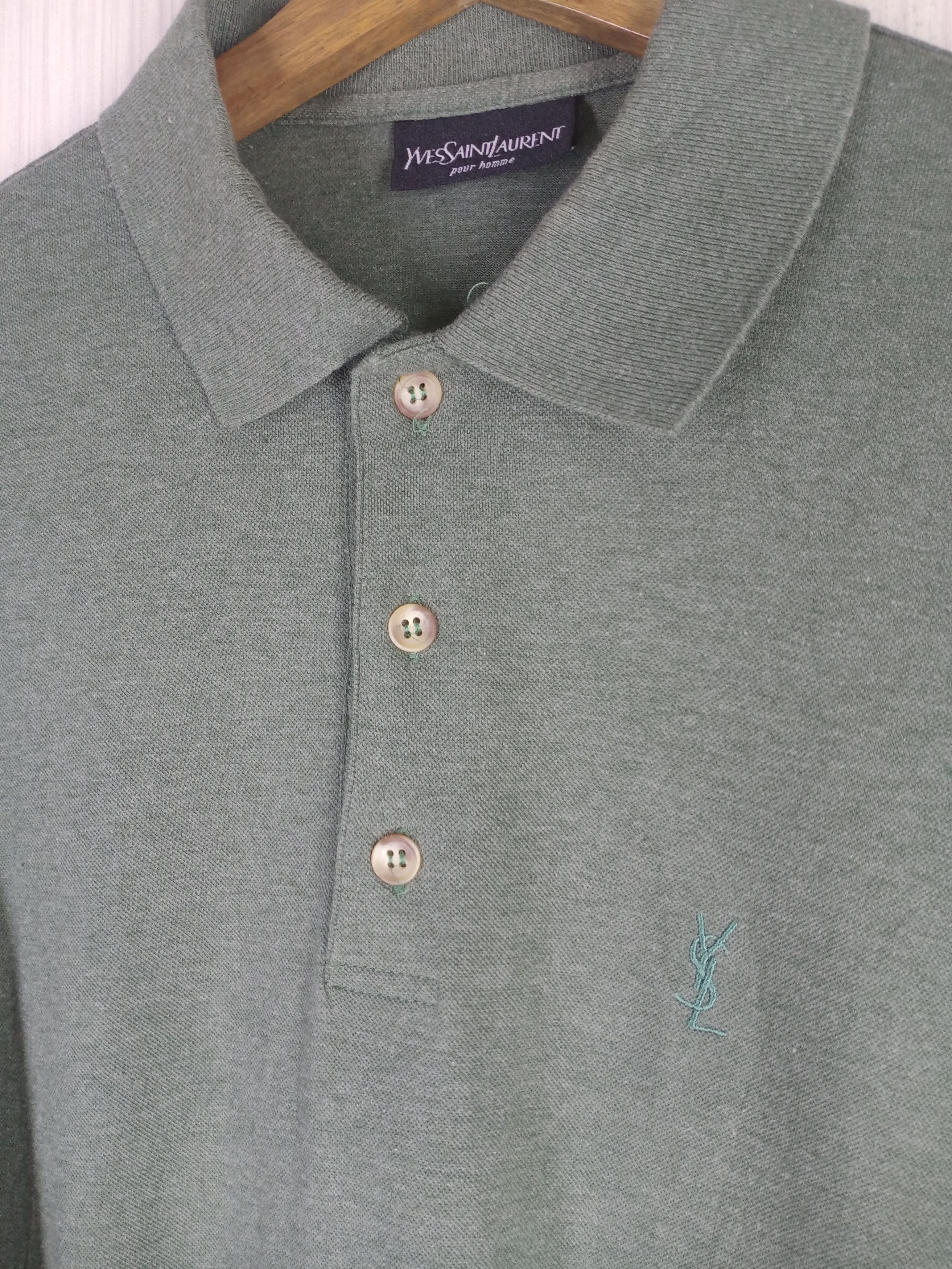 Yves Saint Laurent Vintage Yves Saint Laurent Pour Homme Long Sleeve Polo Shirt Size US M / EU 48-50 / 2 - 2 Thumbnail