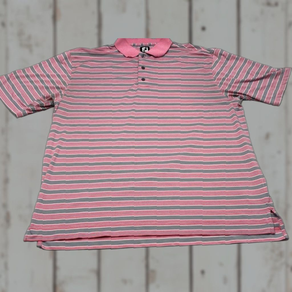 Footjoy FootJoy Polo Shirt Mens XL Striped Pink Black White Multicolor Performance Golf 8597 Size US XL / EU 56 / 4 - 1 Thumbnail
