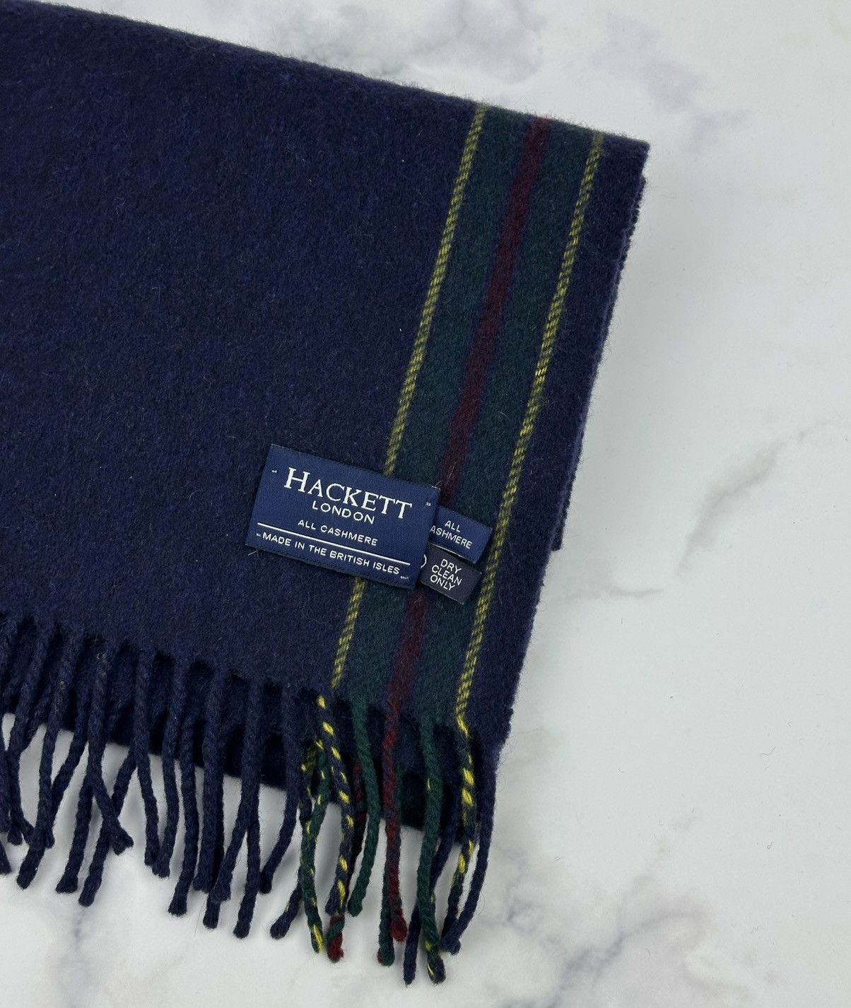 Hackett Hackett London Scarf All Cashmere blue Made In The British Size ONE SIZE - 4 Thumbnail