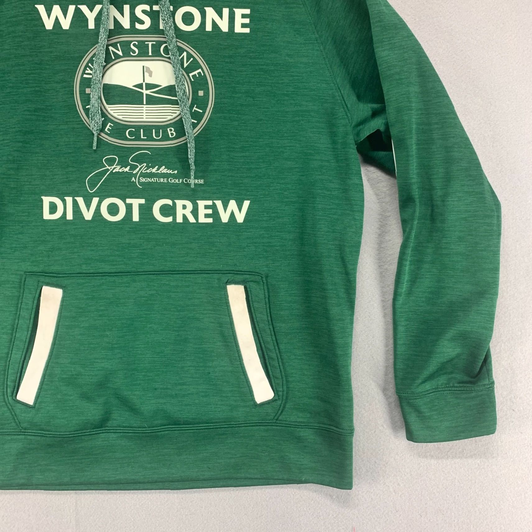 Vintage Jack Nicklaus Hoodie Mens Medium Green Pullover Divot Crew Pullover Wynstone Logo Pockets Lightweight Outdoor Pattern Solid Size US M / EU 48-50 / 2 - 6 Thumbnail
