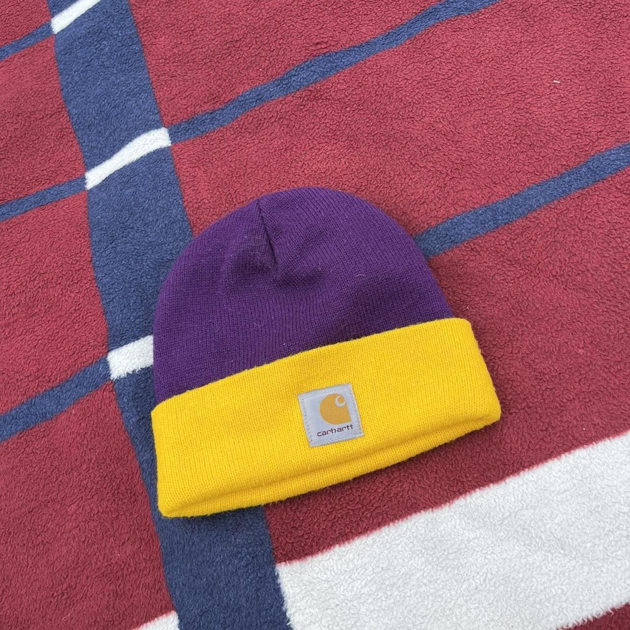 Carhartt Carhartt purple and yellow color block beanie hat Lakers Size ONE SIZE - 1 Thumbnail