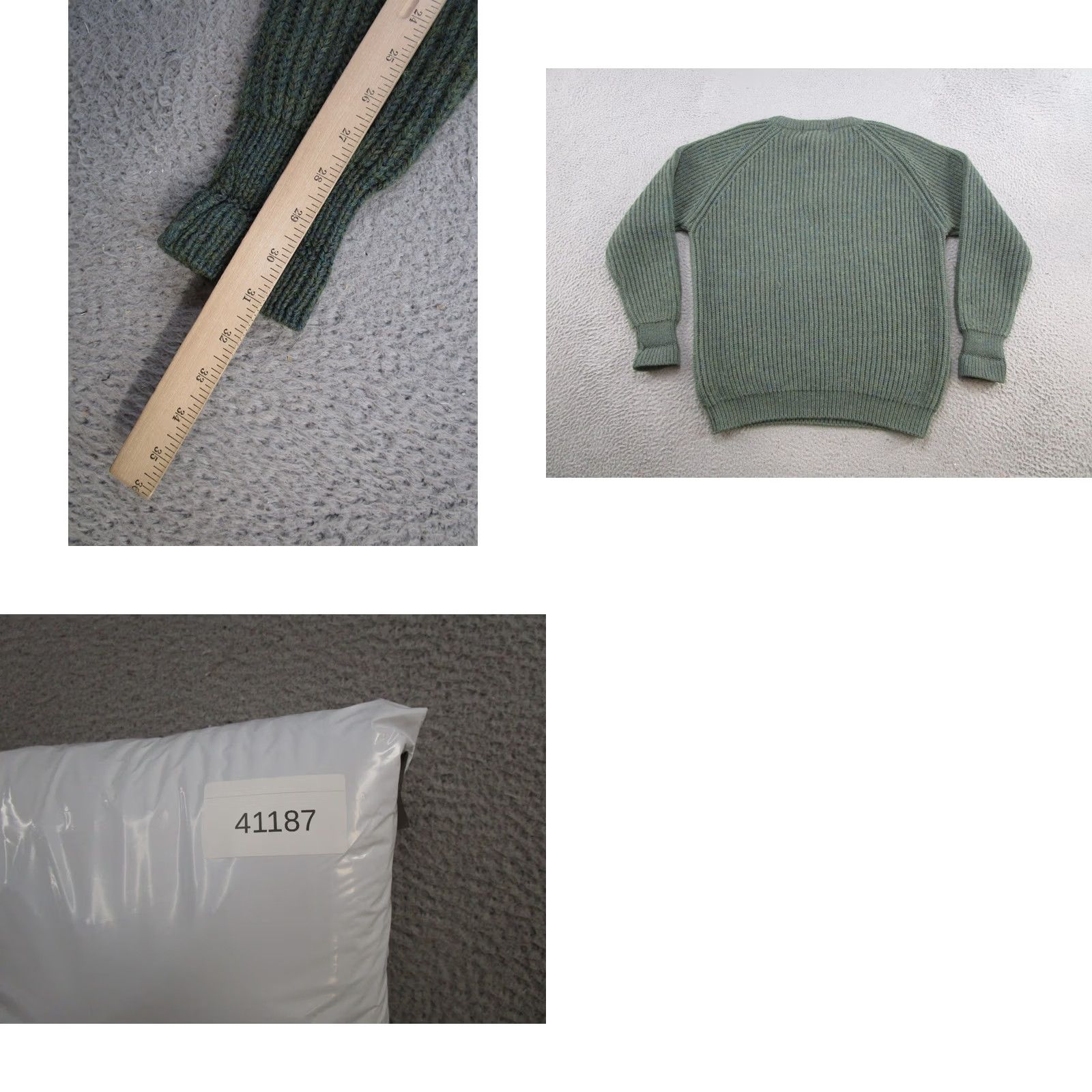 Olive VINTAGE Handcraft LTD. Men's Pure New Wool Heavy Knit Sweater Olive Green XL Crew Neck Pullover Knit Wool 80s 90s Retro, Casual, Workwear Mens Size US XL / EU 56 / 4 - 8 Thumbnail